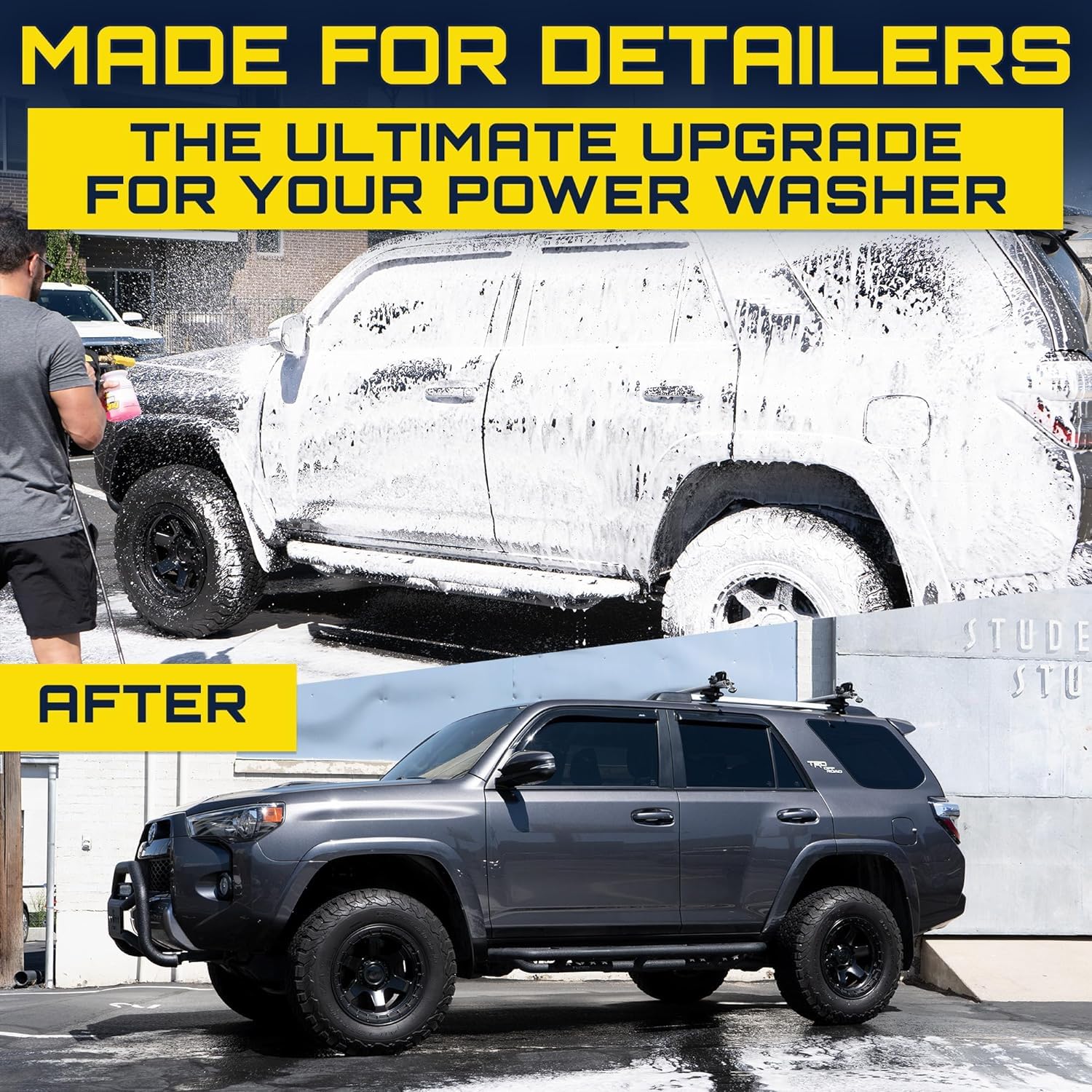 Foam King™ Foam Cannon Sprayer - Car Wash Cleaning For Gas & Electric Pressure Washers - Wide Neck, Wide Base, Heavy Duty - Professional Car Detailing Snow Foam Blaster