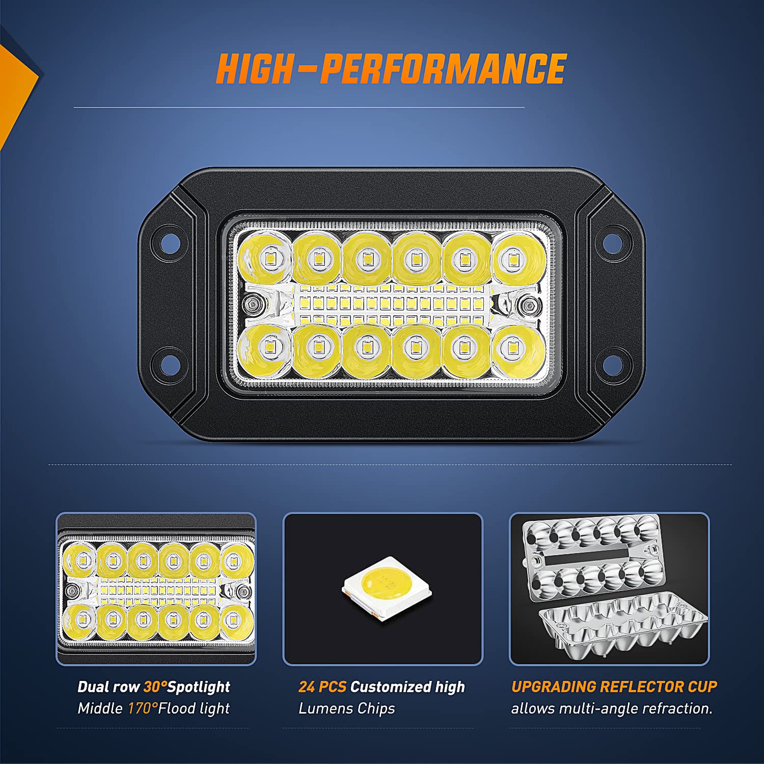 Nilight 39W LED Light Pods - 2PCS 6-Inch Spot Flood Combo for Offroad, Truck, SUV, ATV - Aluminum, Model W2026, 26 LEDs