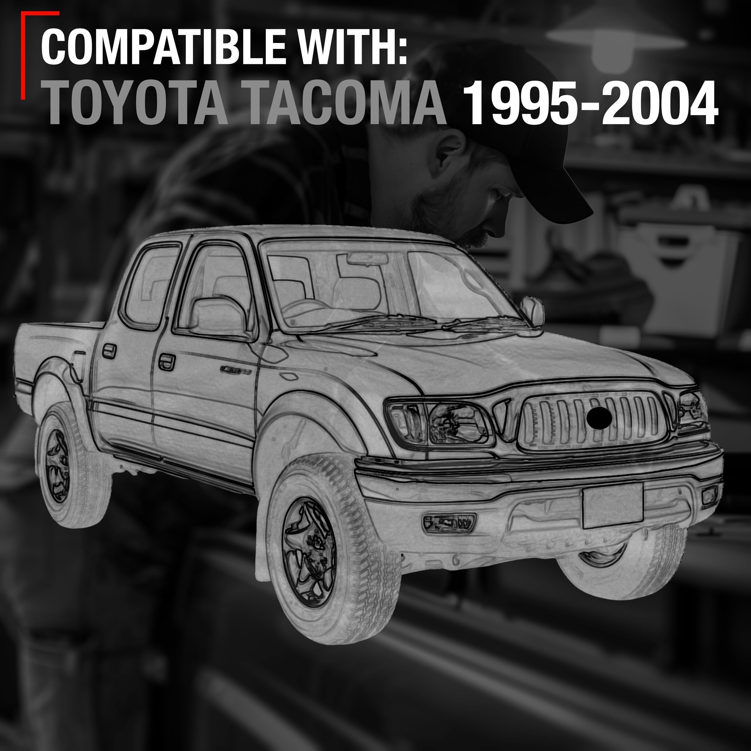 Exterior Front Passenger Door Handle Replacement - Compatible With 1995-2004 Toyota Tacoma - Textured Black With Keyhole - Oem 6