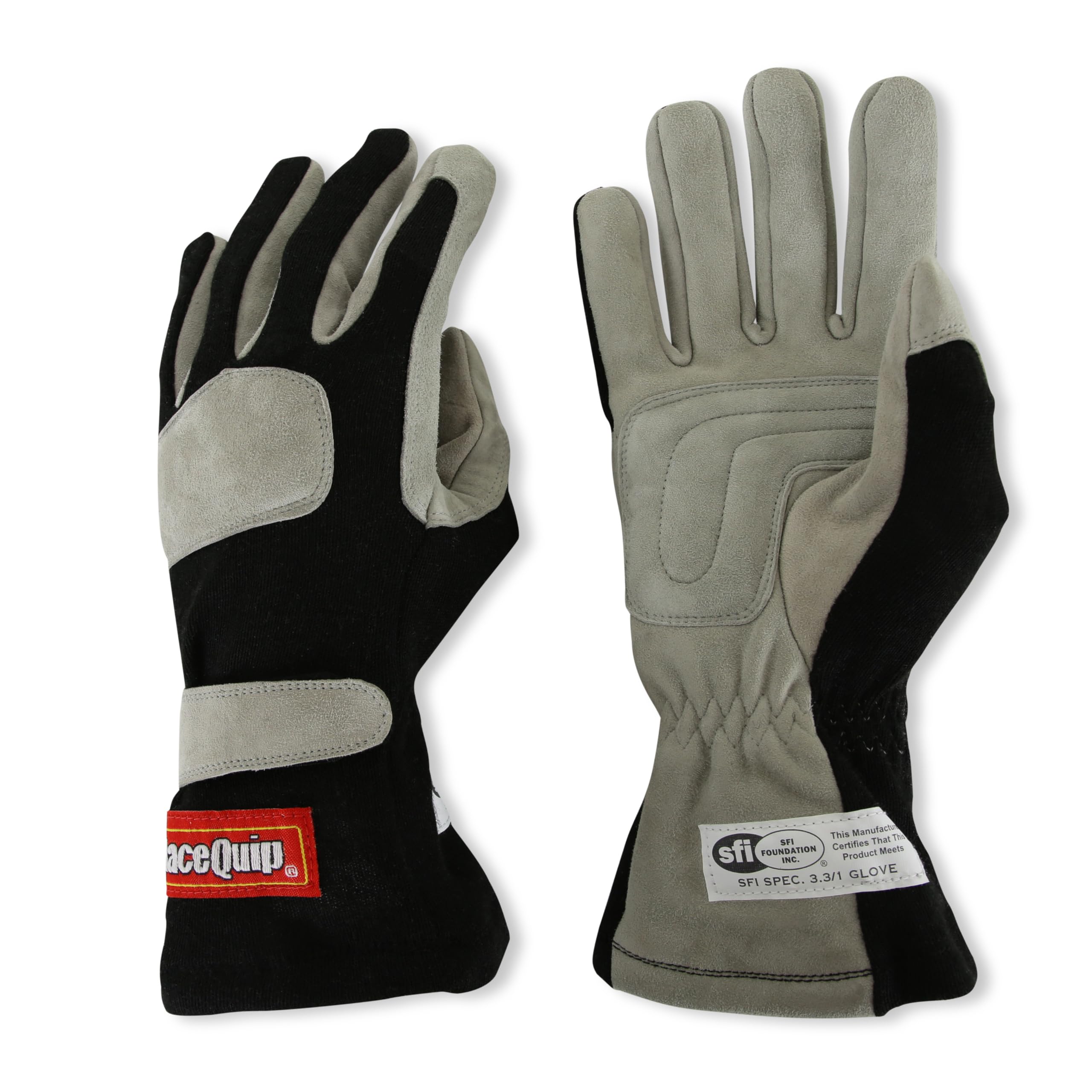 RaceQuip 351002RQP 351 Series Driving Gloves - SFI 3.3/1 - Black/Gray - Small