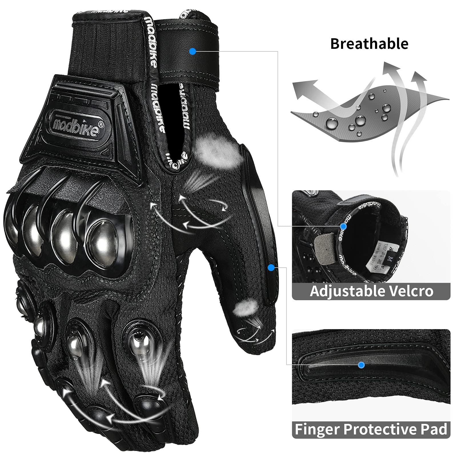 Ilm Alloy Steel Touchscreen Bicycle Motorcycle Motorbike Powersports Racing Gloves (Xxl, Black) Model 10C