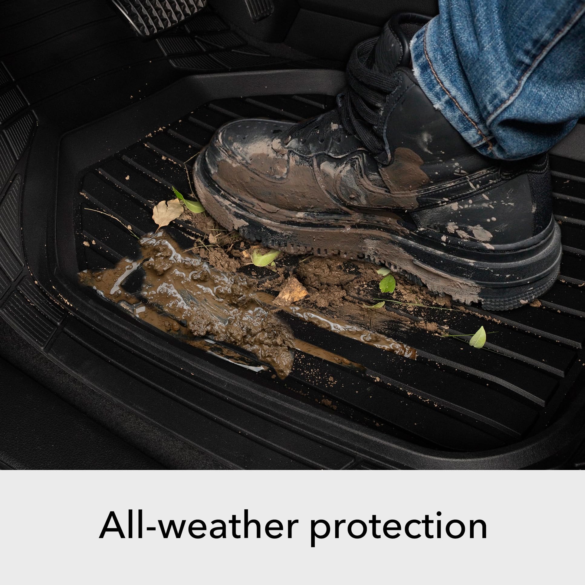 Amazon Basics Heavy Duty PVC Floor Mats, Waterproof Cargo Liner, Black, Model 812032627