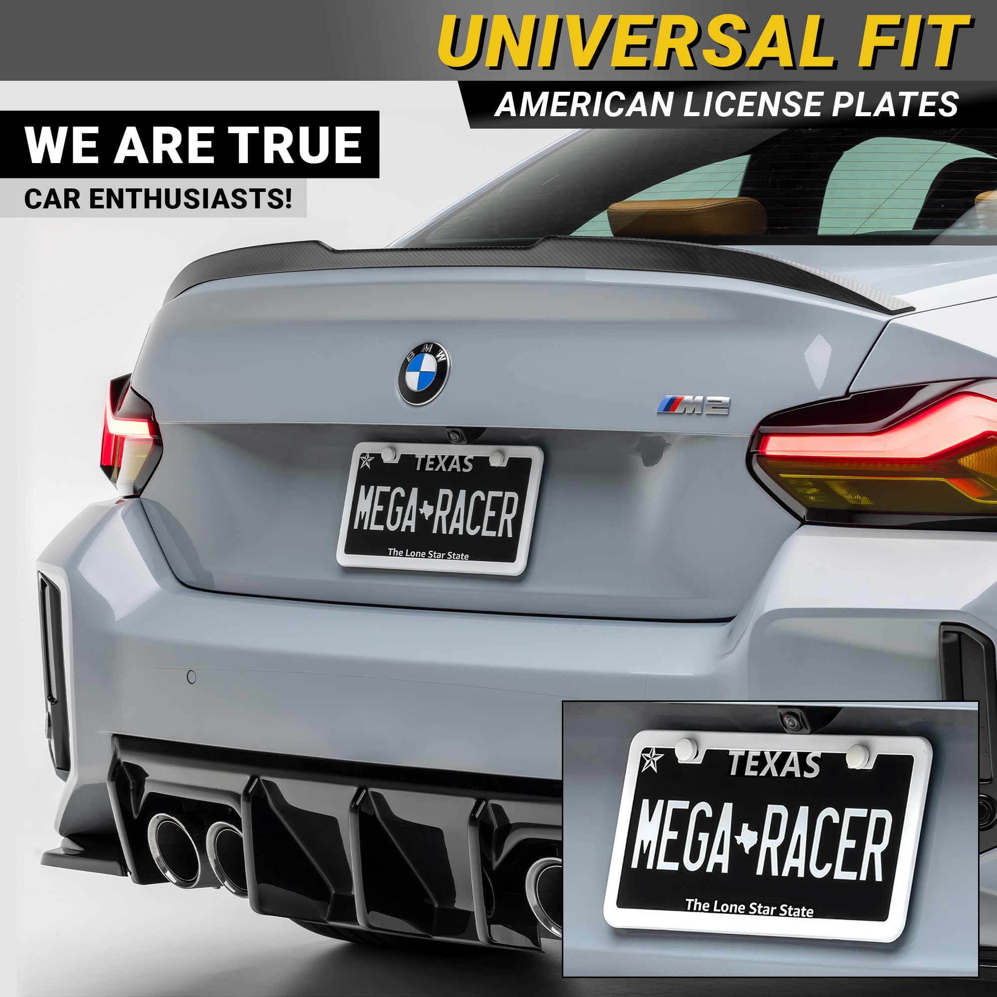 White License Plate Frame | White Metal License Plate Frames 2 Pack | Plate Cover For Car Plate Frame | Porta Placas Para Auto |
