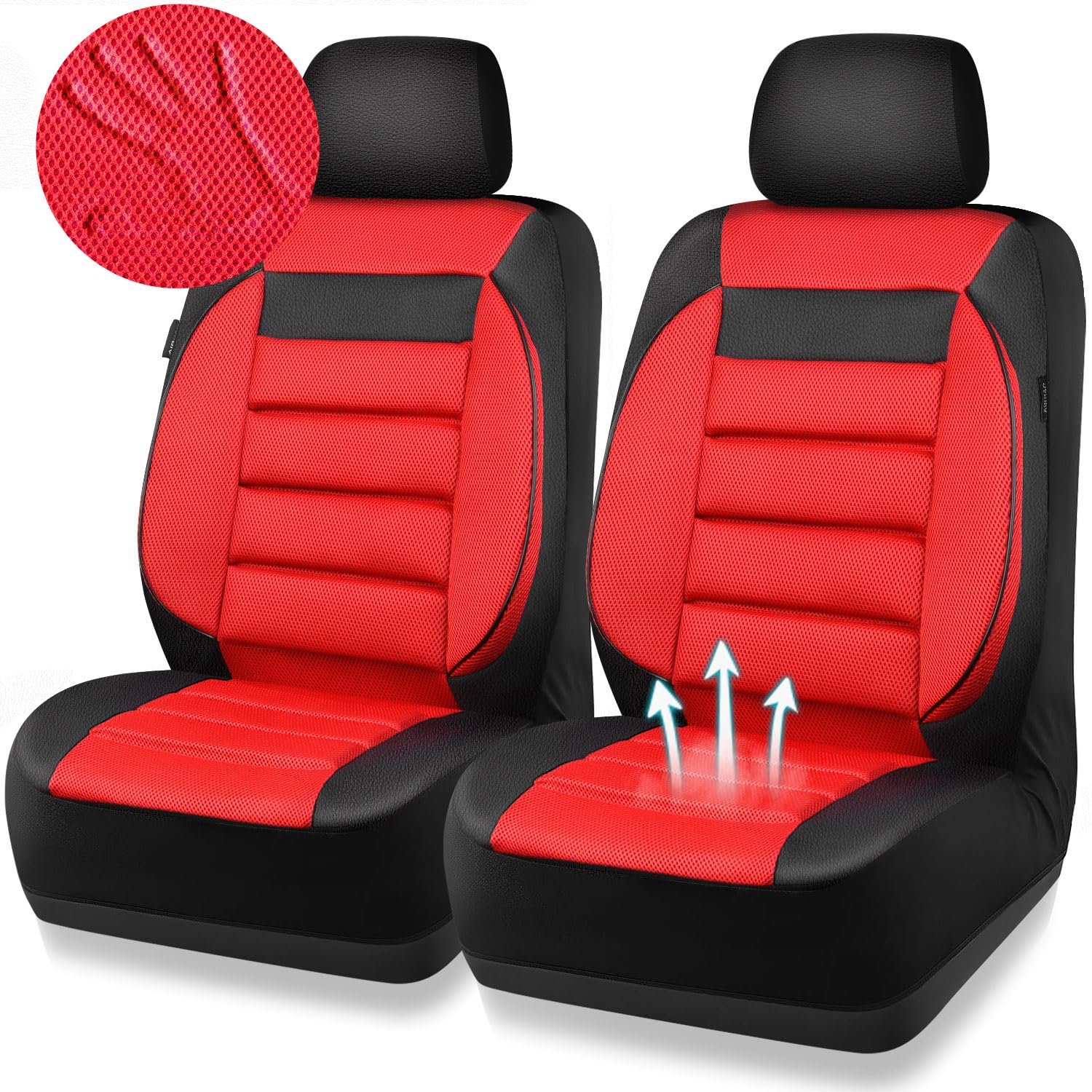 Car Pass 3D Foam Leather Car Seat Covers Two Front Seats Only, Air Mesh Thick Seat Covers, All Weather Car Seat Cover Comfort &