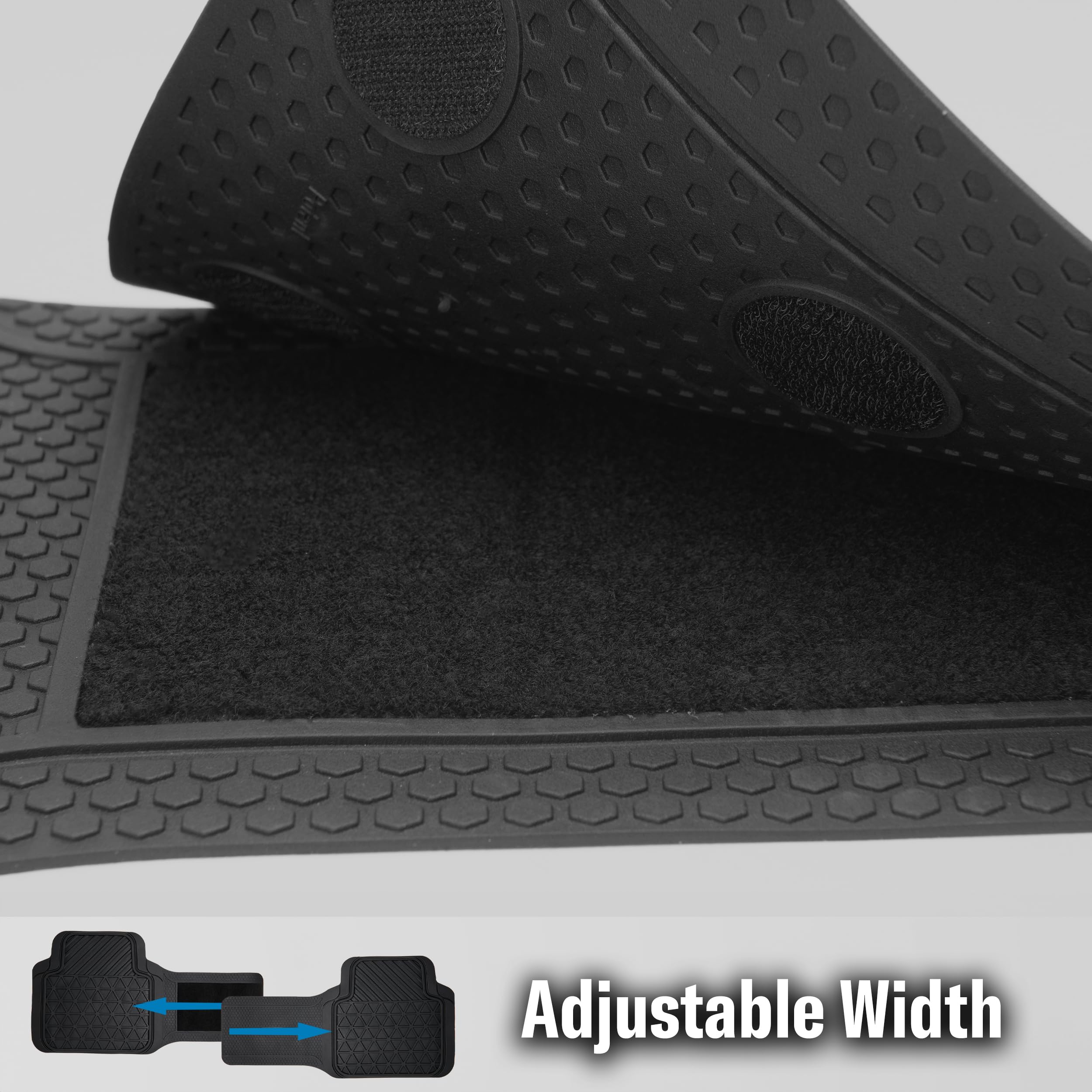 Dickies 3-Piece Black Adjustable-Runner Truck Floor Mats, Trim-To-Fit Truck Mats, Heavy-Duty Floor Mats For Trucks, All-Weather