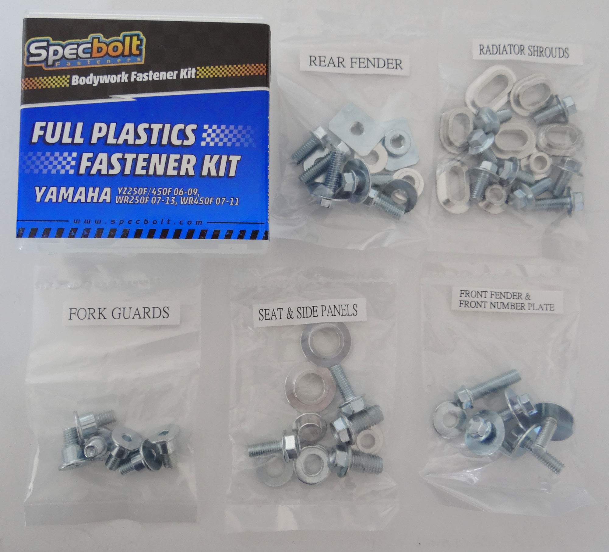 Specbolt Full Plastics Body Fastener Bolt Kit Fits: YAMAHA YZ250F & YZ450F YZF 250 450 YX 250F 450F 2006-2009, WR250F 2007-2013