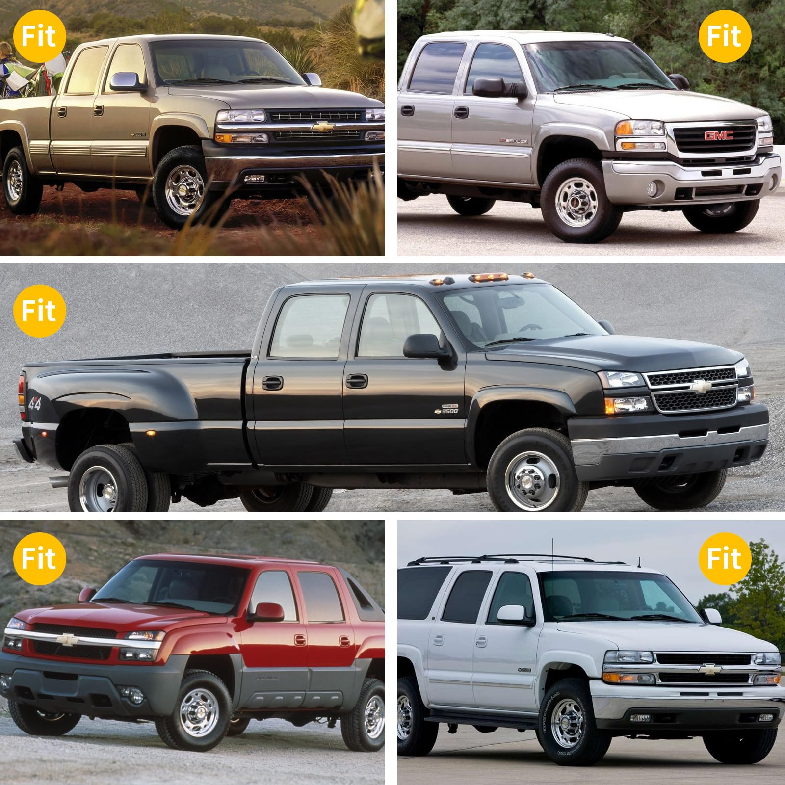 Cmvt Auto Window Visors For 01-07 Chevy Silverado/Gmc Sierra, Rain Guards Vent Shade Deflector Smoke For 00-06 Chevy Suburban/Gm