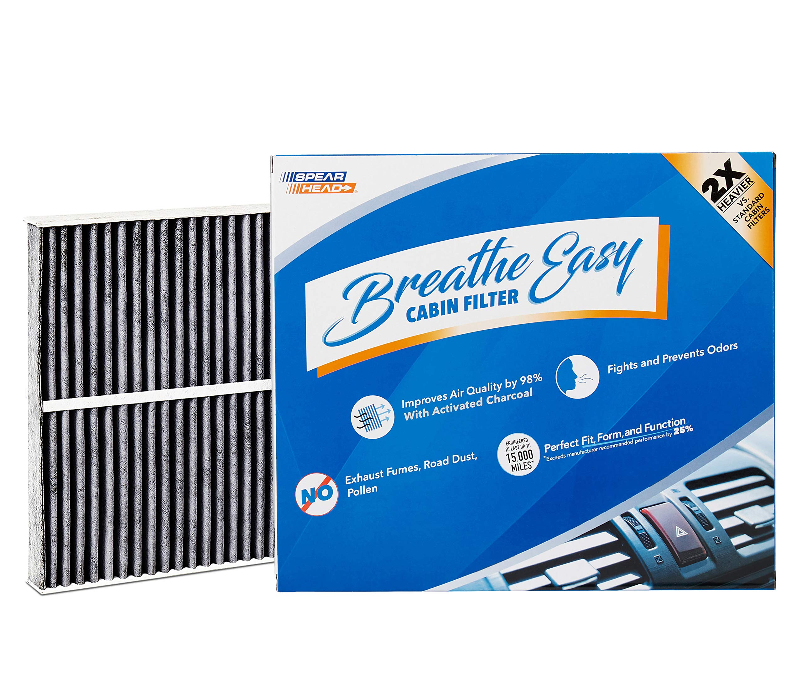 SPEARHEAD Breathe Easy AC & Heater Cabin Filter, Electrostatic Media, 7.9" x 9.1" x 1.2", Model BE-743, Up to