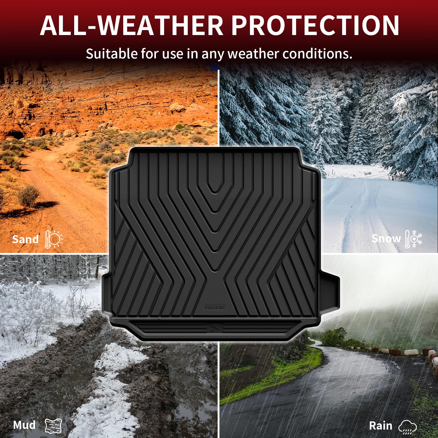 LASFIT Trunk Mat for BMW X5 (2019-2026) - All Weather TPE Cargo Liner, Custom Fit, Black, Model LL-BW11H