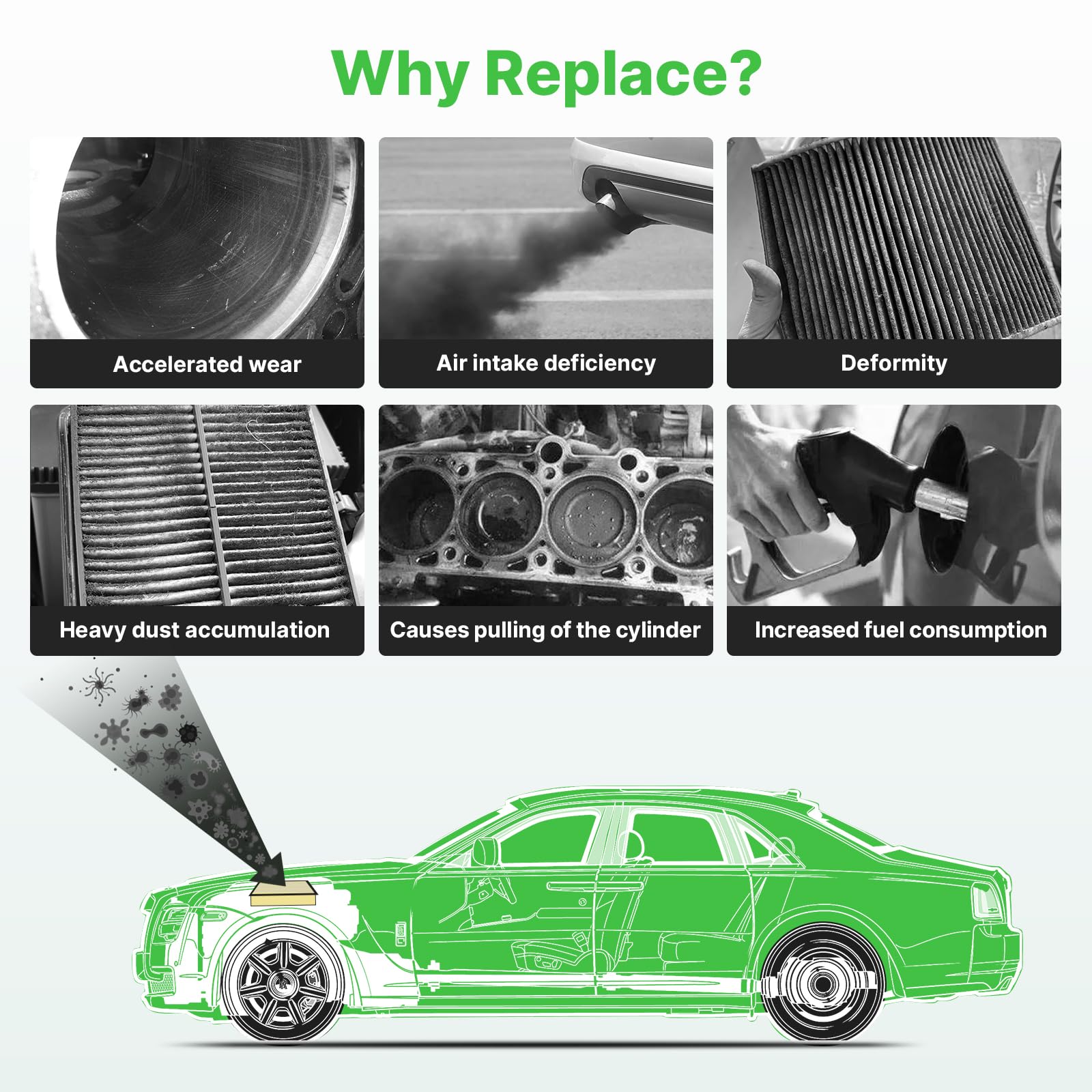 RVgolf 2PCS Engine Air Filter Fit for Infiniti QX50 2019-2025 (2.0L), QX55 2022 2023 2024 2025 Air Filter Replacement Engine Fil