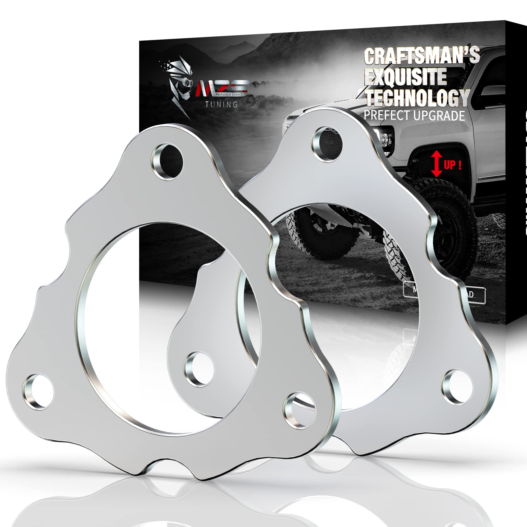 Mzs 1/2 Inch Front Leveling Kit Lift Strut Spacers Compatible With 2007-2025 Tahoe Silverado Sierra Suburban Yukon 1500/2007-2013 Avalanche 2Wd 4Wd - Silver