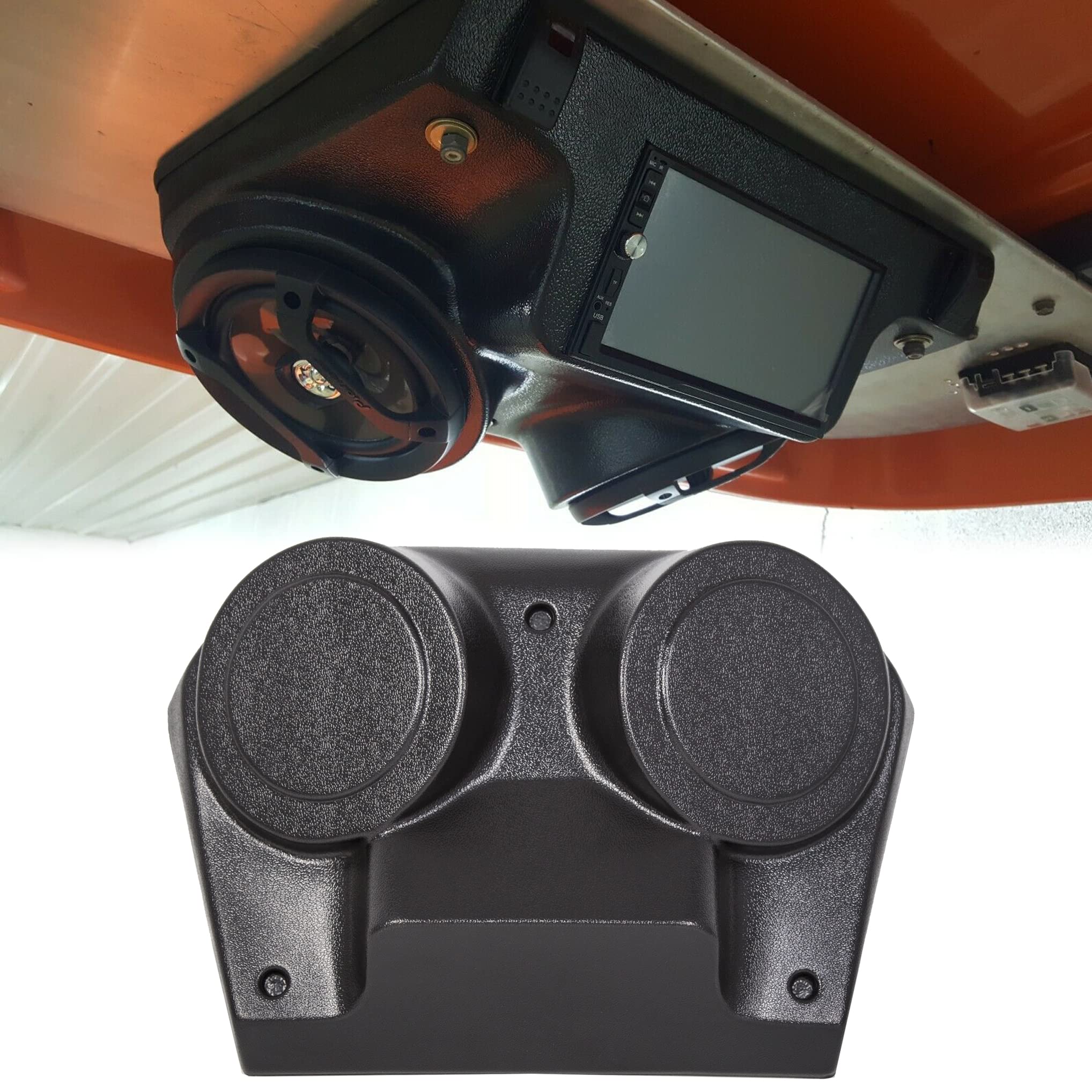 Hecasa Universal Overhead Console Stereo Radio Cover Compatible With Golf Cart Utv Polaris Rzr 800, 570, Rzr-4, Xp1K Arctic Cat, John Deere, Kawasaki Mule, Can Am, Yamaha