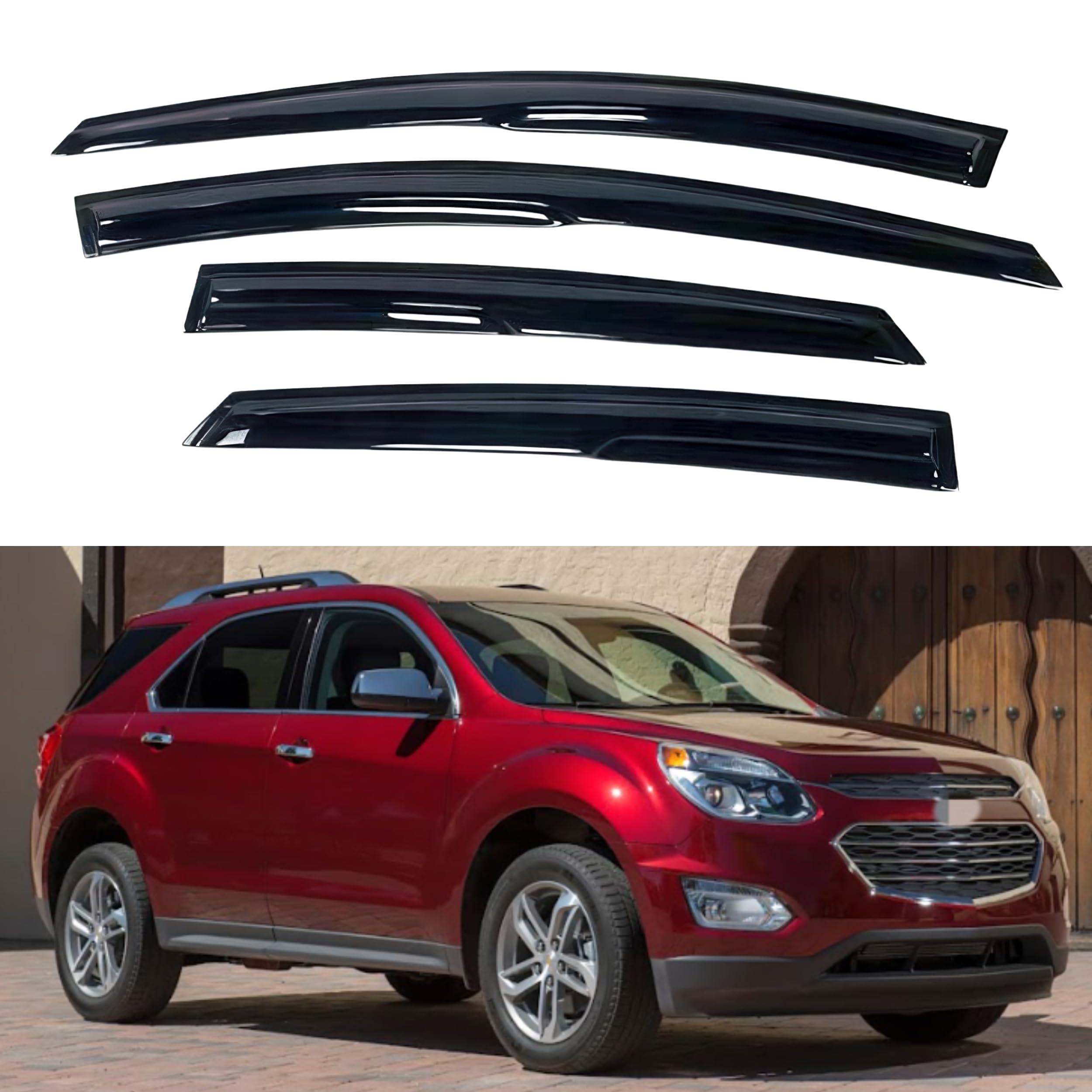 Ig Window Visor For Chevy Chevrolet Equinox 2010-2017, Rain Guard Tape-On Extra Durable Sun Wind Side Vent Window Deflector Muge