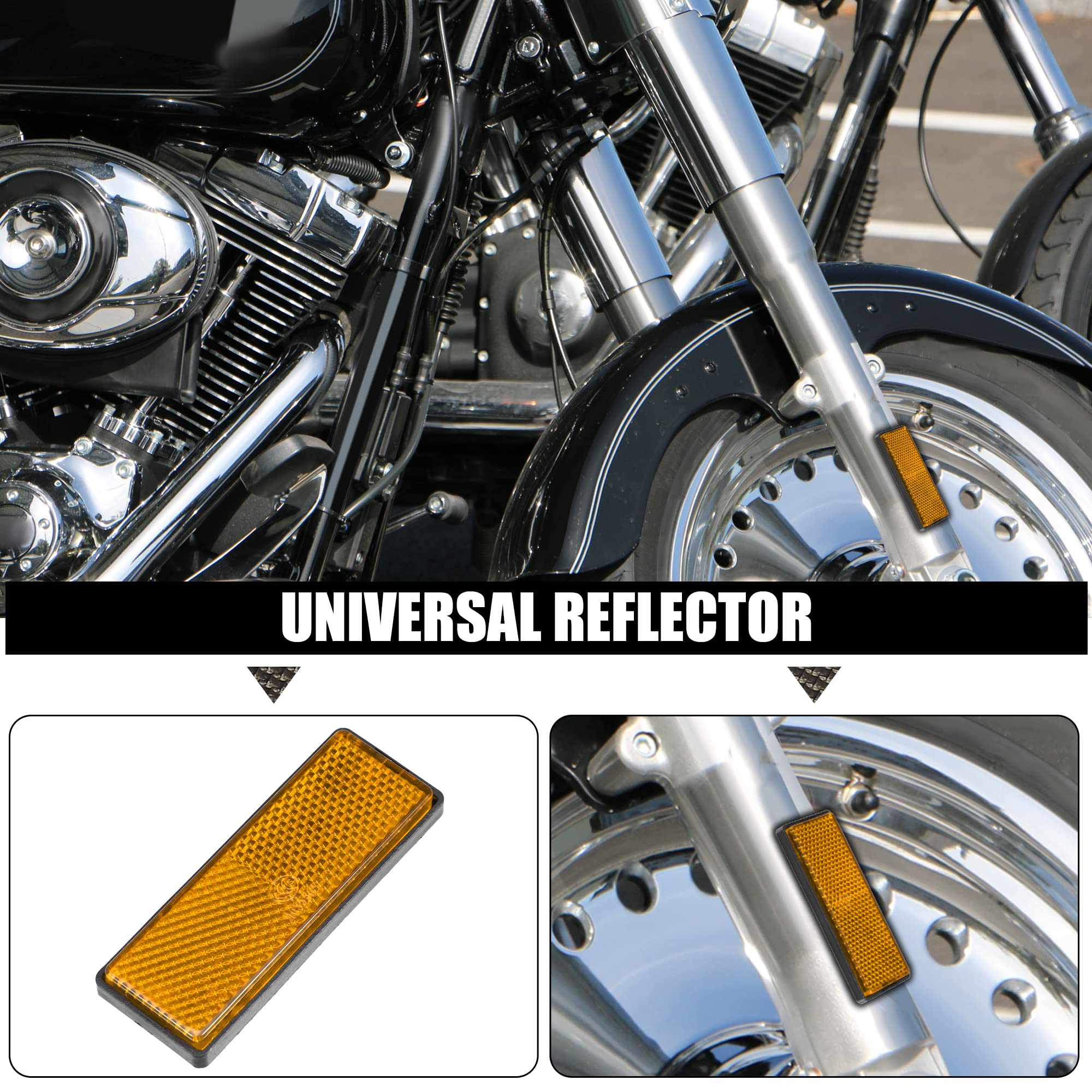X AUTOHAUX 8 Pcs Rectangular Stick-on Safety Spoke Reflective Self Adhesive Reflector for Gate Posts Cars Trailer Motorcycle Tru