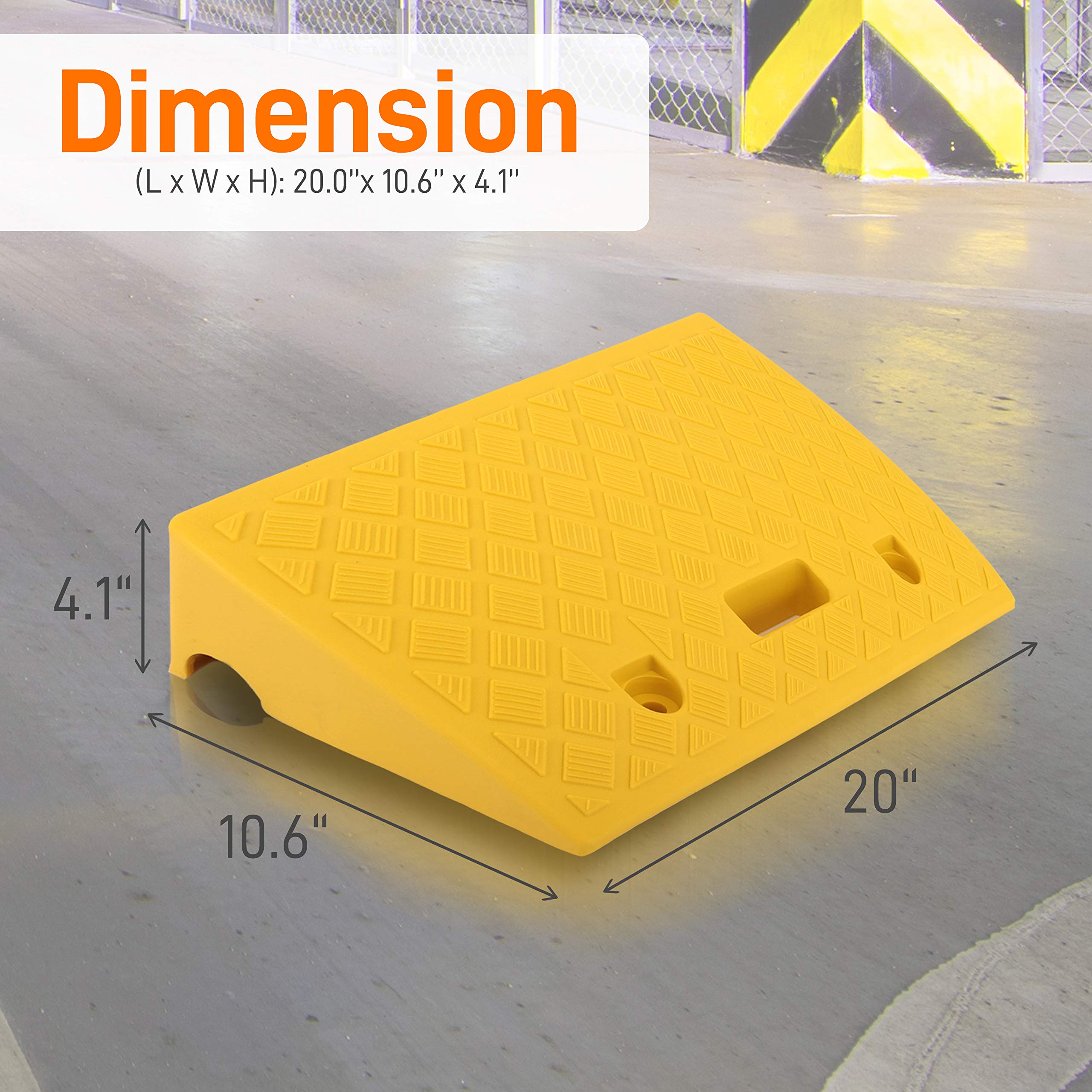 Pyle Portable Lightweight Plastic Curb Ramps - 2PC Heavy Duty Plastic Threshold Ramp Set for Driveway, Loading Dock, Sidewalk, C