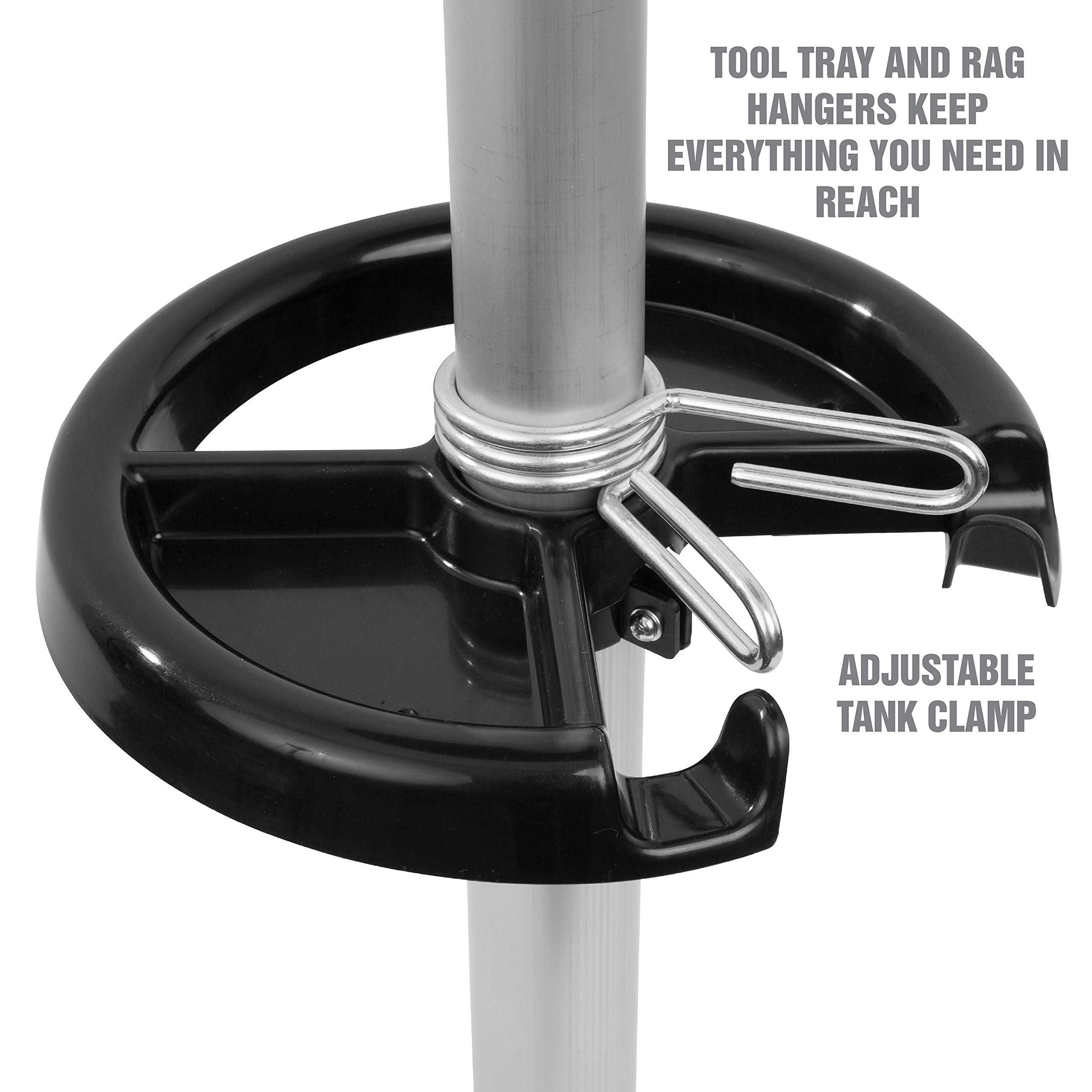 OEMTOOLS 87032 Oil Drain Pan, 9 Gallon Capacity, Adjustable Height, Portable with 17" Funnel, Green, One Size