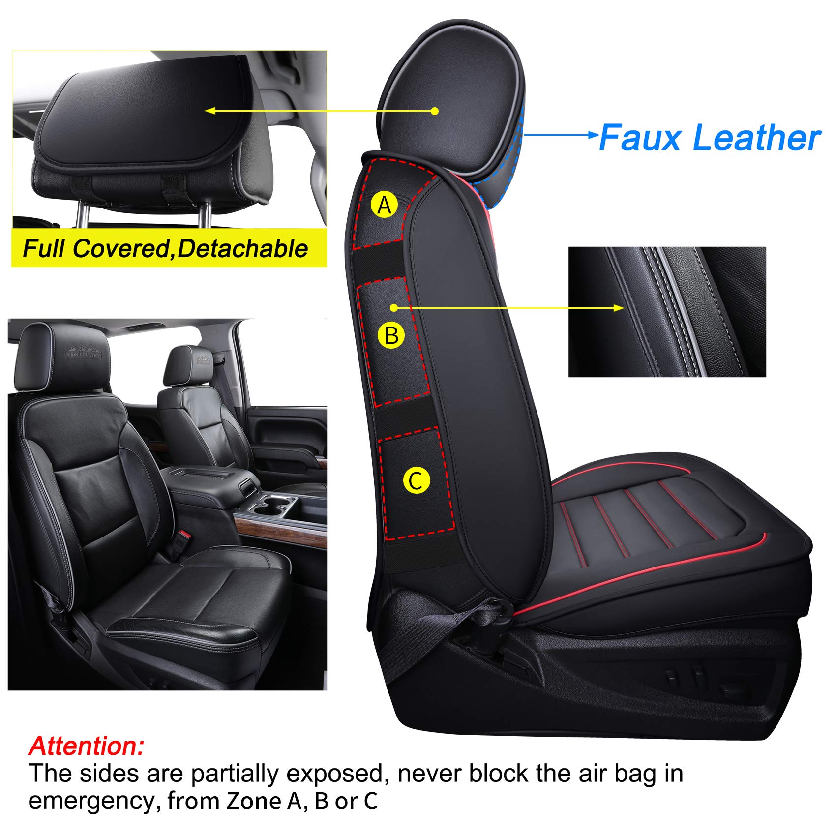 Luckyman Club Silverado Seat Covers Fit For 2007-2023 2024 2025 Chevy Sierra Silverado 1500 2500 3500 Crew,Double,Extended Cab W