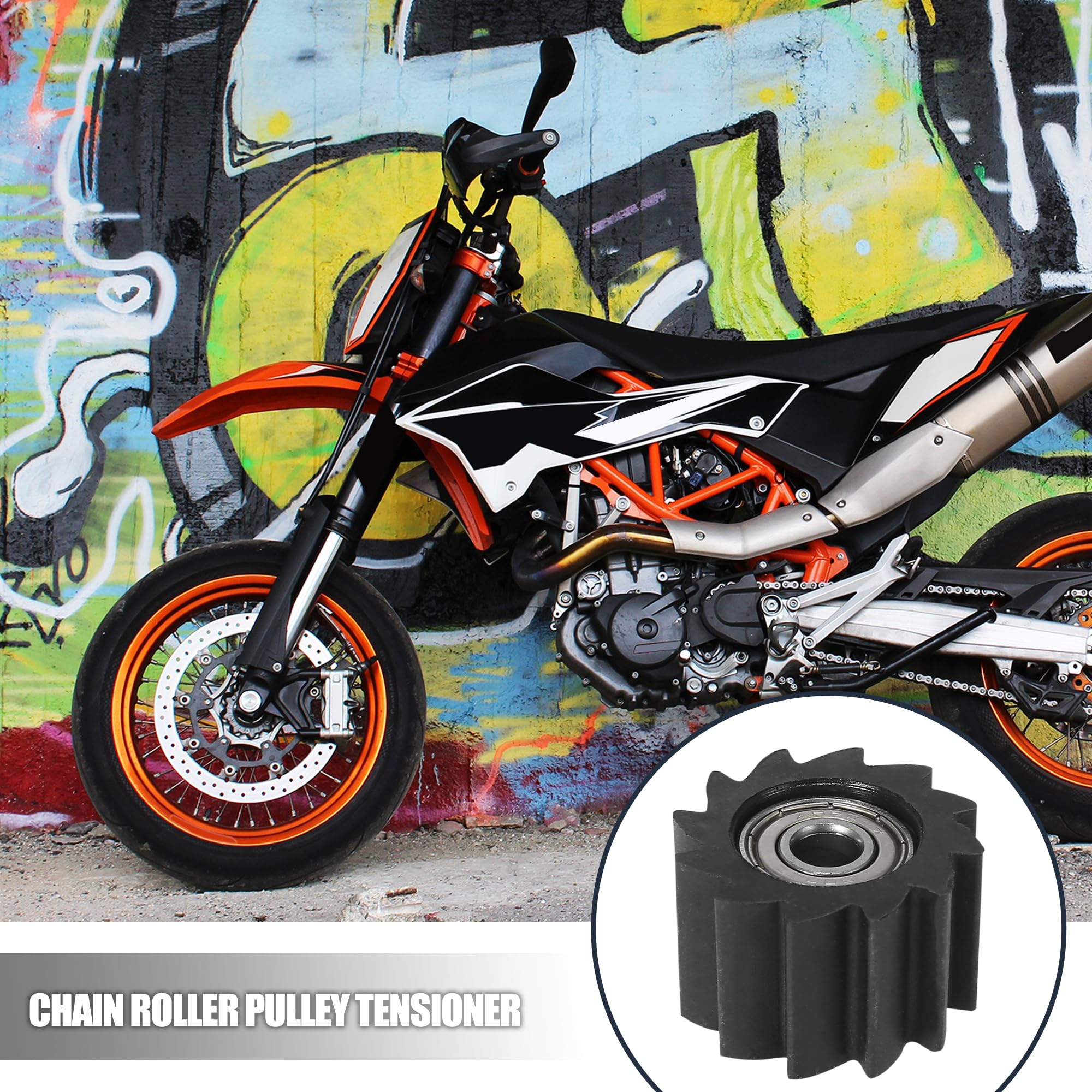 Motoforti 8mm Hole Chain Roller Pulley Slider Tensioner Wheel Guide Black Serrated Shaped for Kawasaki KX250F KX450F Bike 2006-2