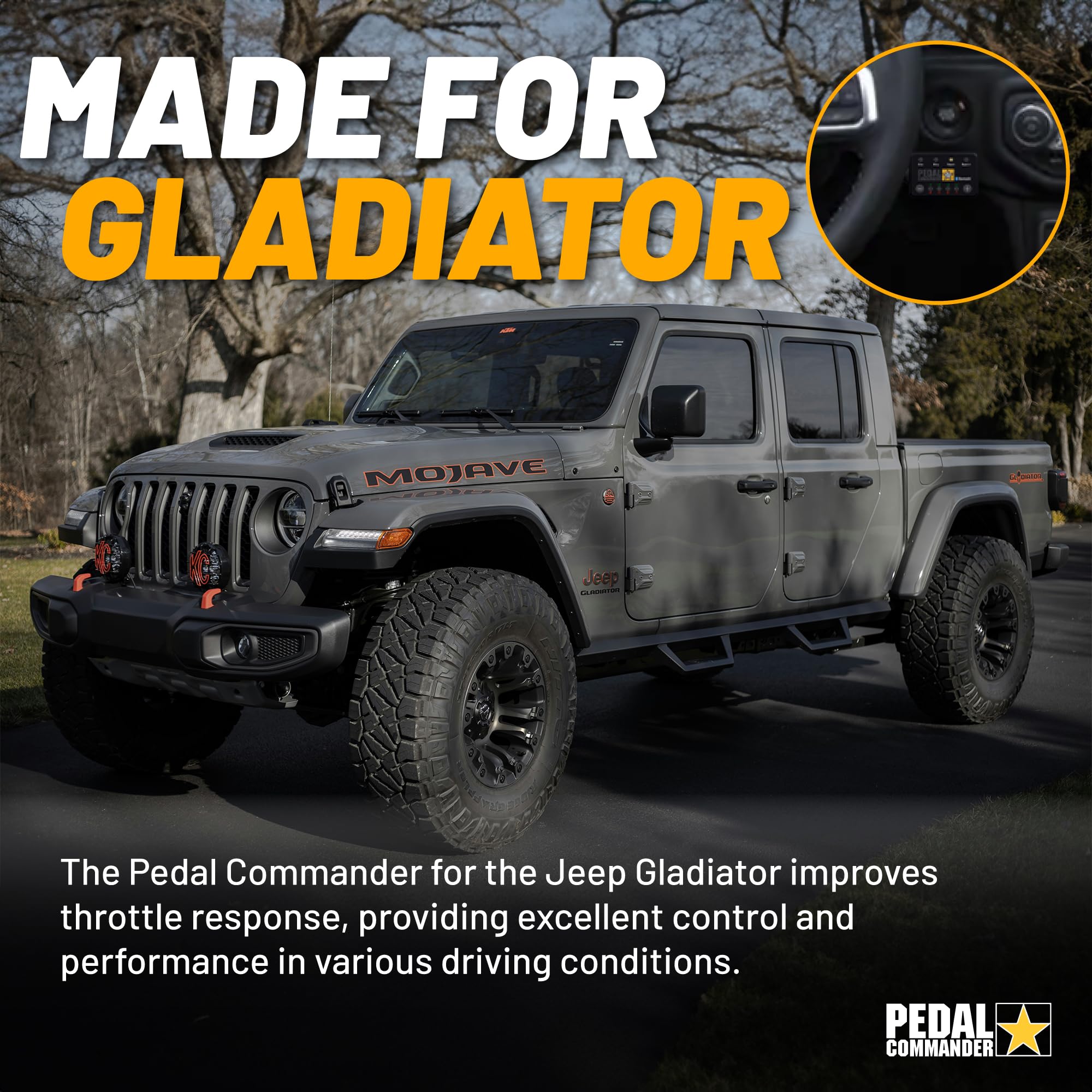 Pedal Commander For Jeep Gladiator Jt 2020-2024 Throttle Response Controller - Fits Sport, Sport S, Overland, Rubicon, 3.0L Diesel, 3.6L Gas, Jeep Gladiator Accessories Offroad Overlanding Upgrade