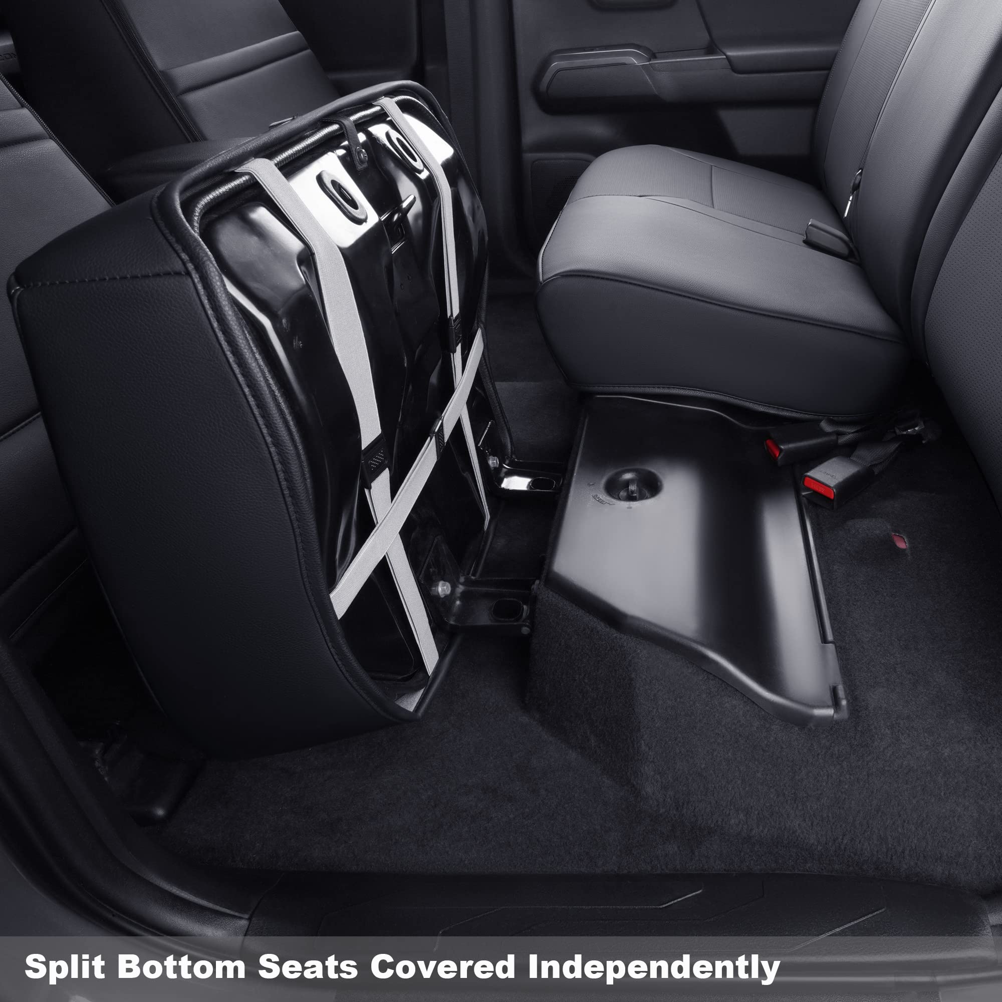 Luckyman Club Rear Seat Covers Custom Fit For 2024 2025 Tacoma Crew Cab With Faux Leather (Black Rear)