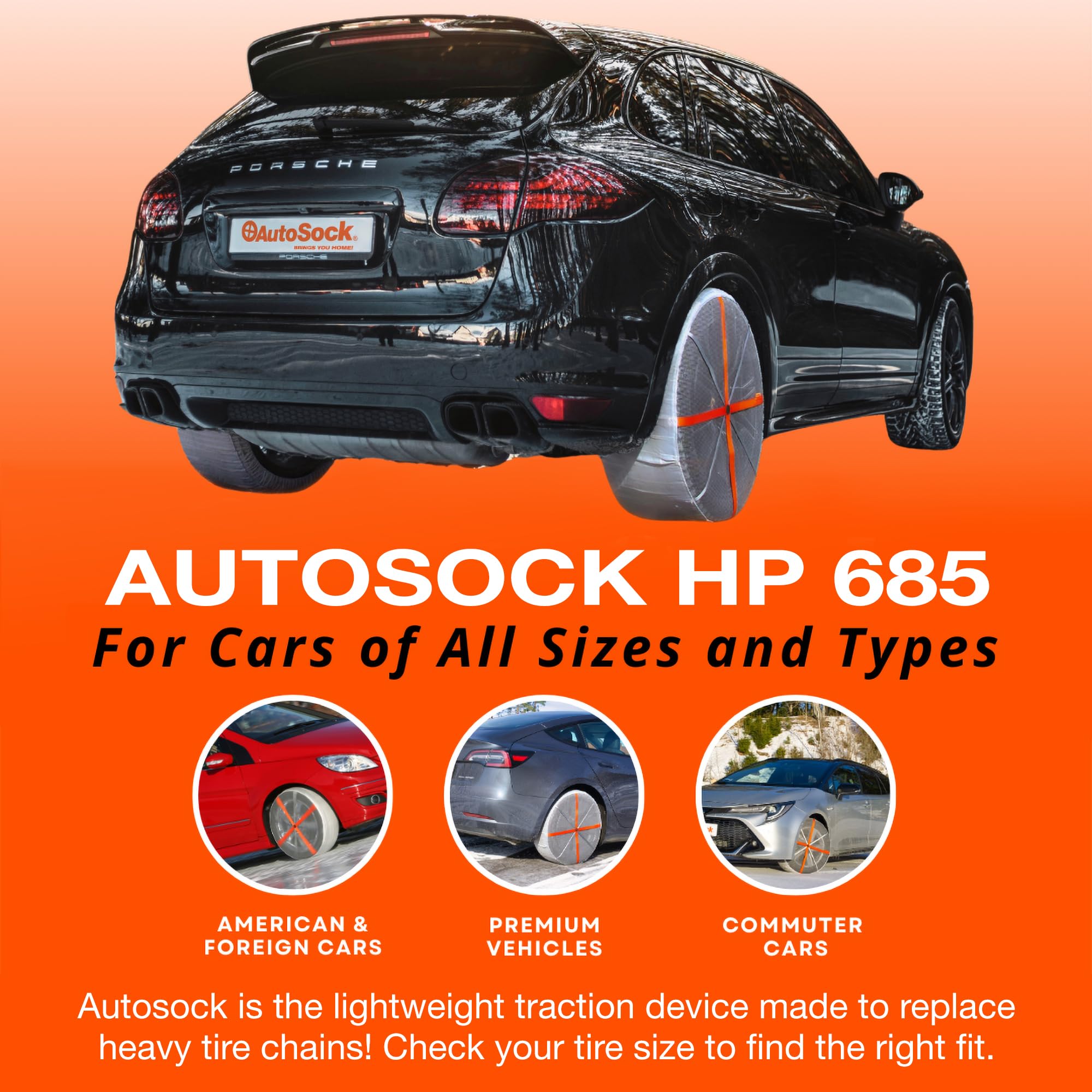 Autosock Hp685, Snow Socks For Tires, Pack Of 2