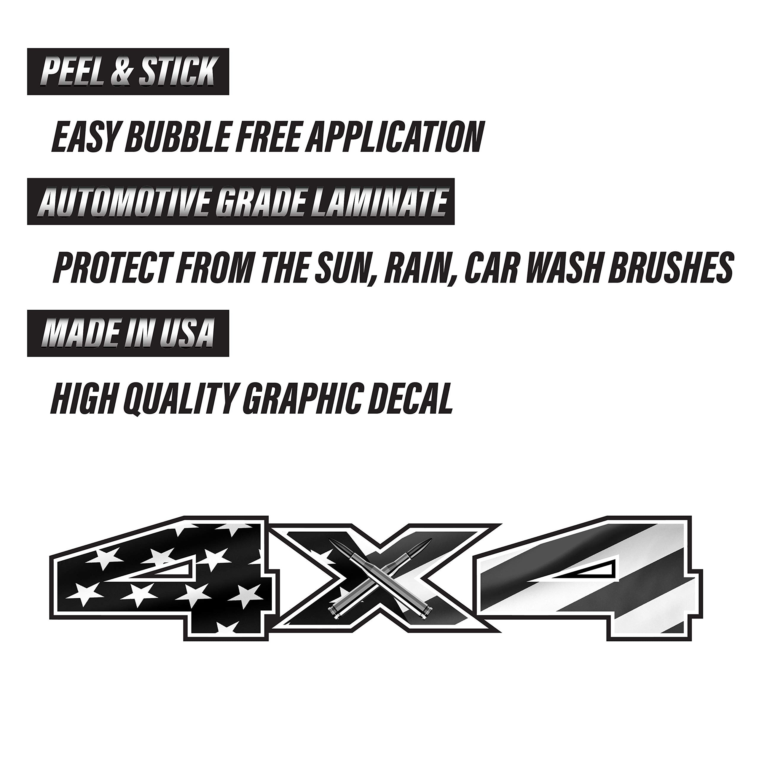 4X4 Decals Stickers For F150 (2015-2020) And F250 F350 (2017-2020) Set Of 2 (4X4 Black Flag)