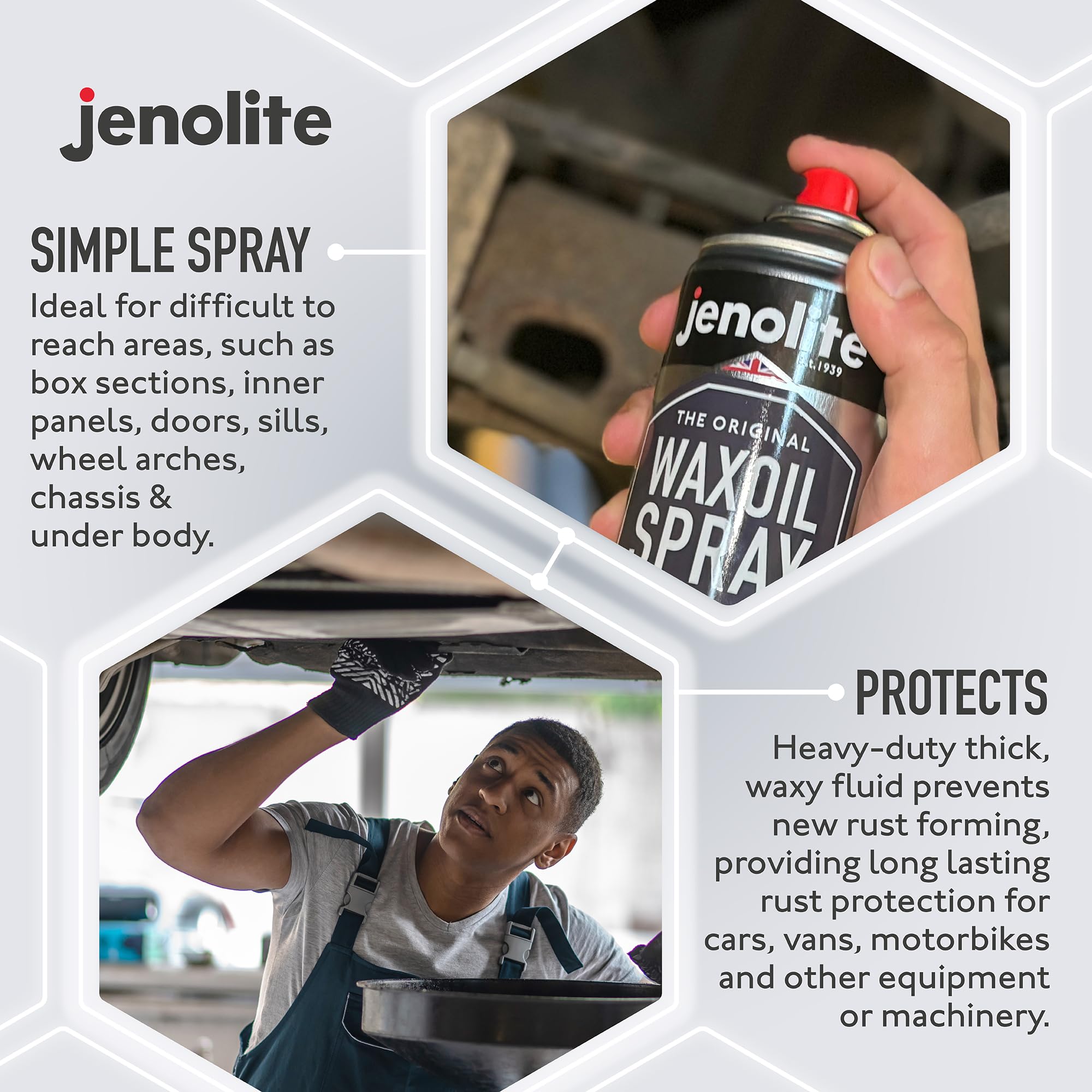 JENOLITE Waxoil Rust Prevention Spray - 500ml Clear Aerosol for Car/Bike/Motorcycle Corrosion Protection (Model 89005)