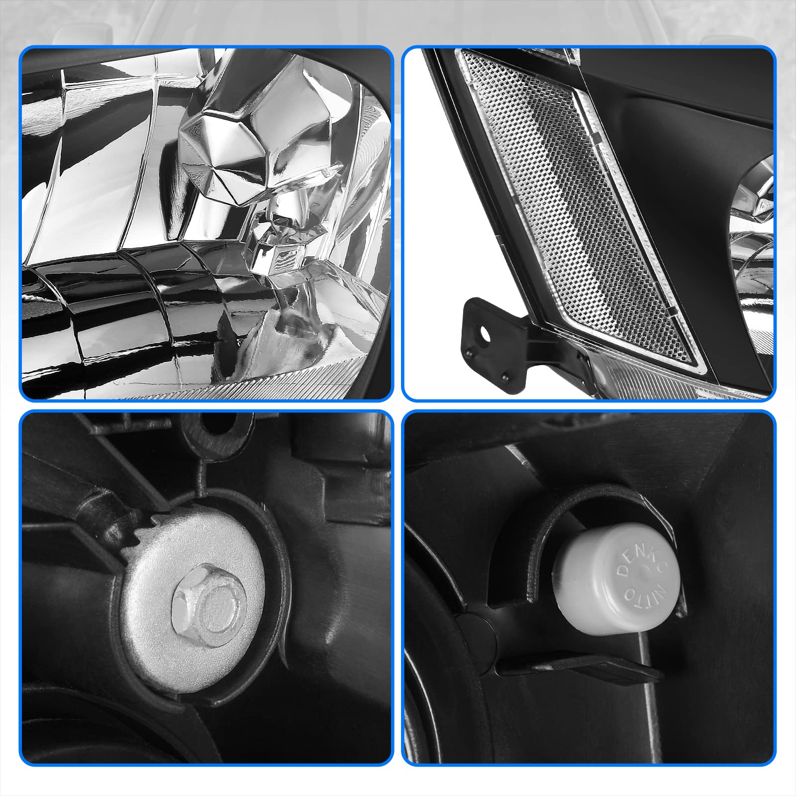 Dwvo Headlight Assembly Compatible With 03 04 05 06 07 Accord Oe Headlamp Replacement Black Housing Clear Reflector Clear Lens