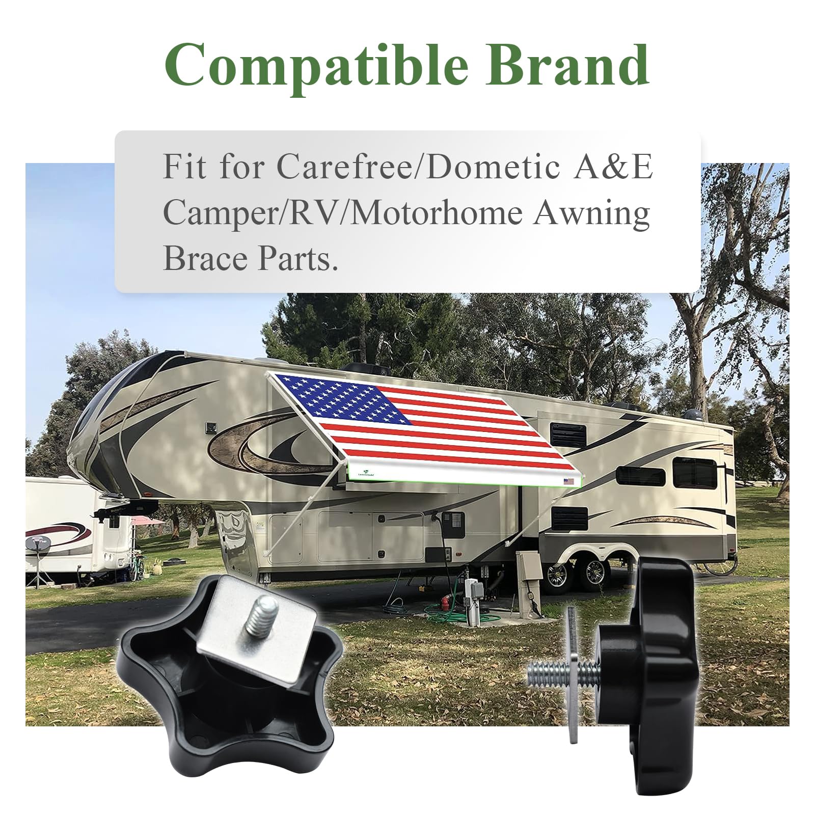 ?? ?????? 901022 Camper RV Awning Brace Knob, Awning Rafter Locking Knobs Replacement Parts with Clamp & Nut Kit, Fit for Carefr