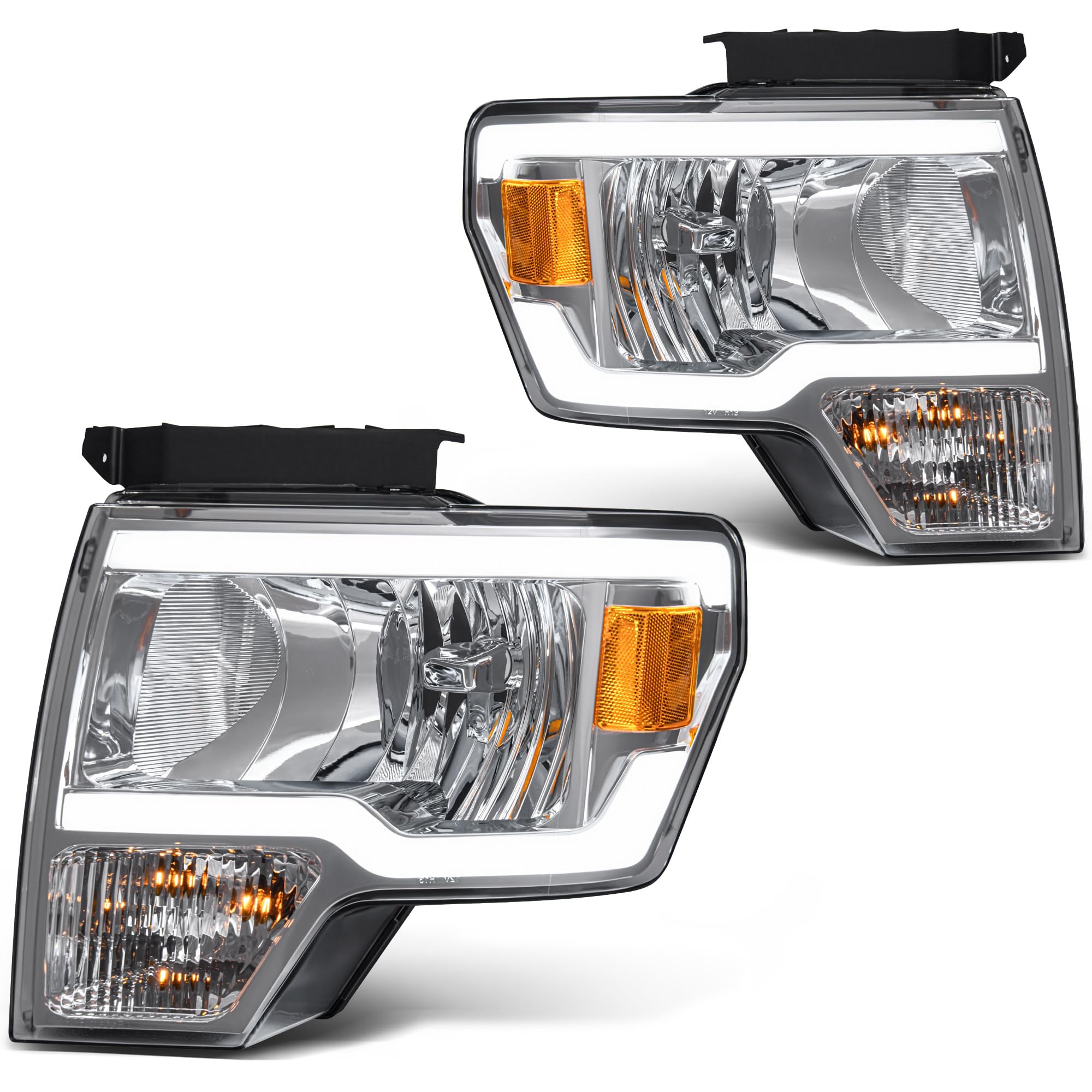 AUTOSAVER88 LED DRL Headlight Assembly kit Compatible with 2009-2014 Ford F150(Not for stock HID Model) Headlamp Replacement Cle