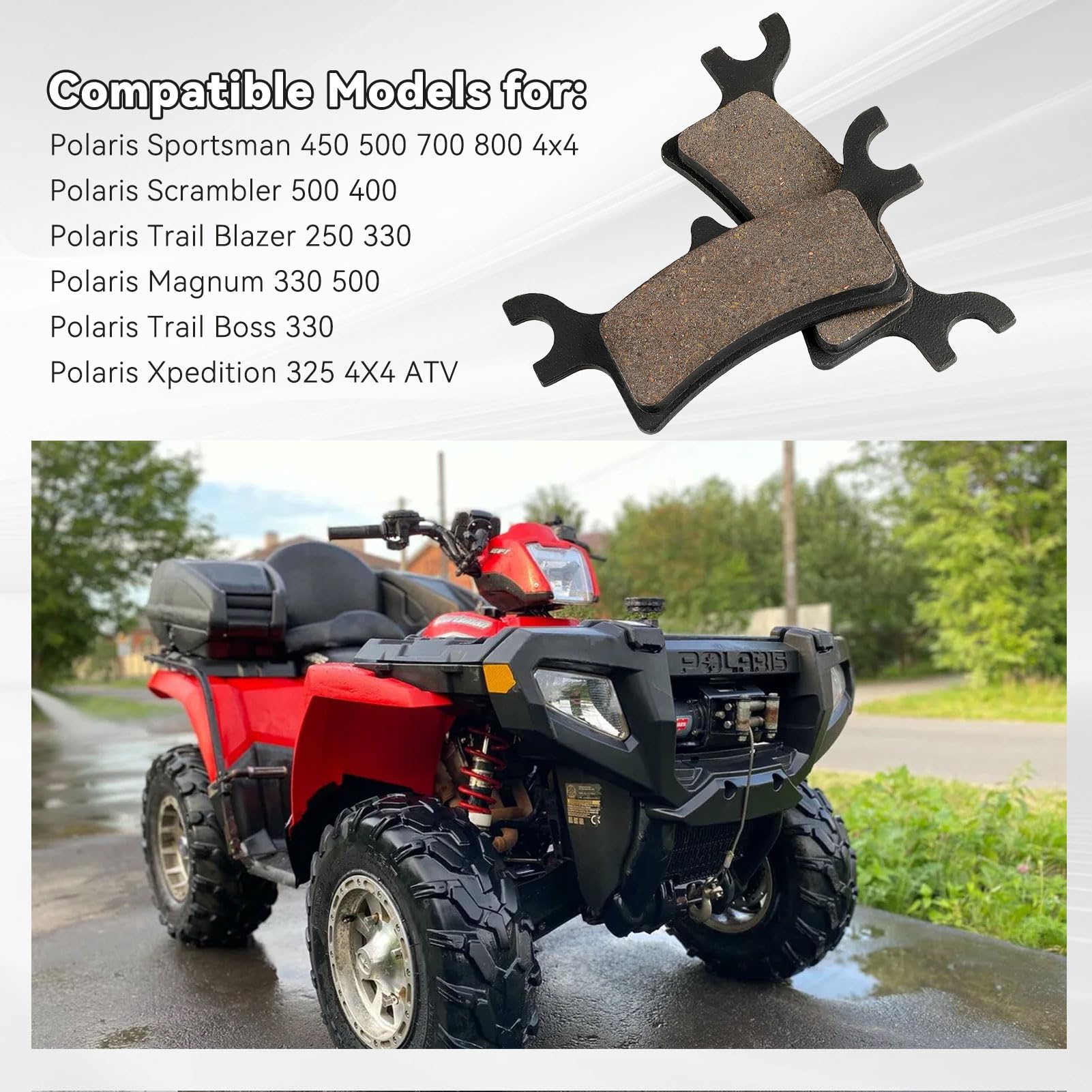 Front Rear Brake Pads for Polaris Sportsman 450 500 700 800 4x4 Scrambler 500 400 Trail Blazer 250 330 Magnum 330 500 Trail Boss