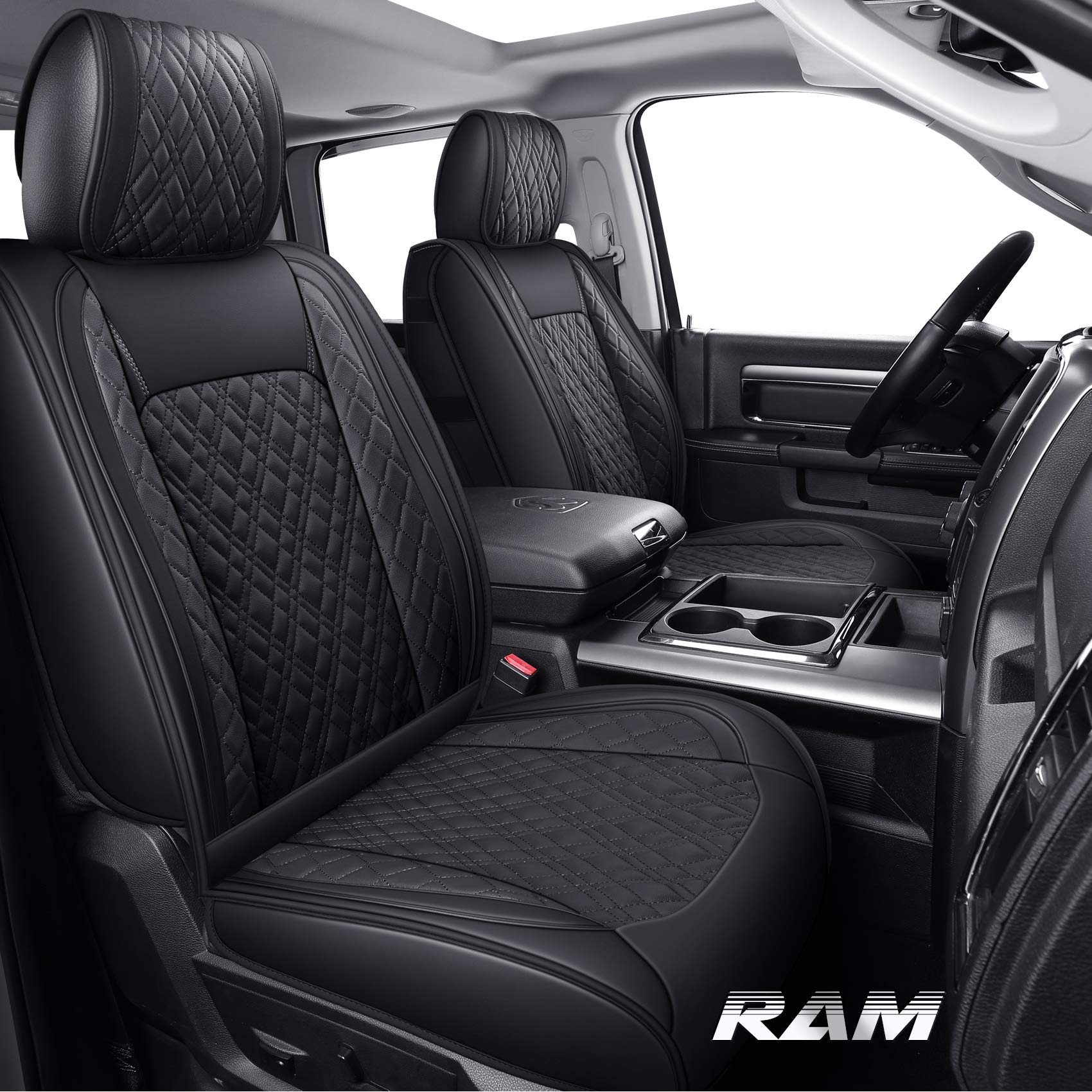 Yiertai 5Pcs Car Seat Covers Compatible With Dodge Ram Custom Fit 2009-2024 1500 2010-2024 2500 3500 Pickup Classic Laramie Bigh