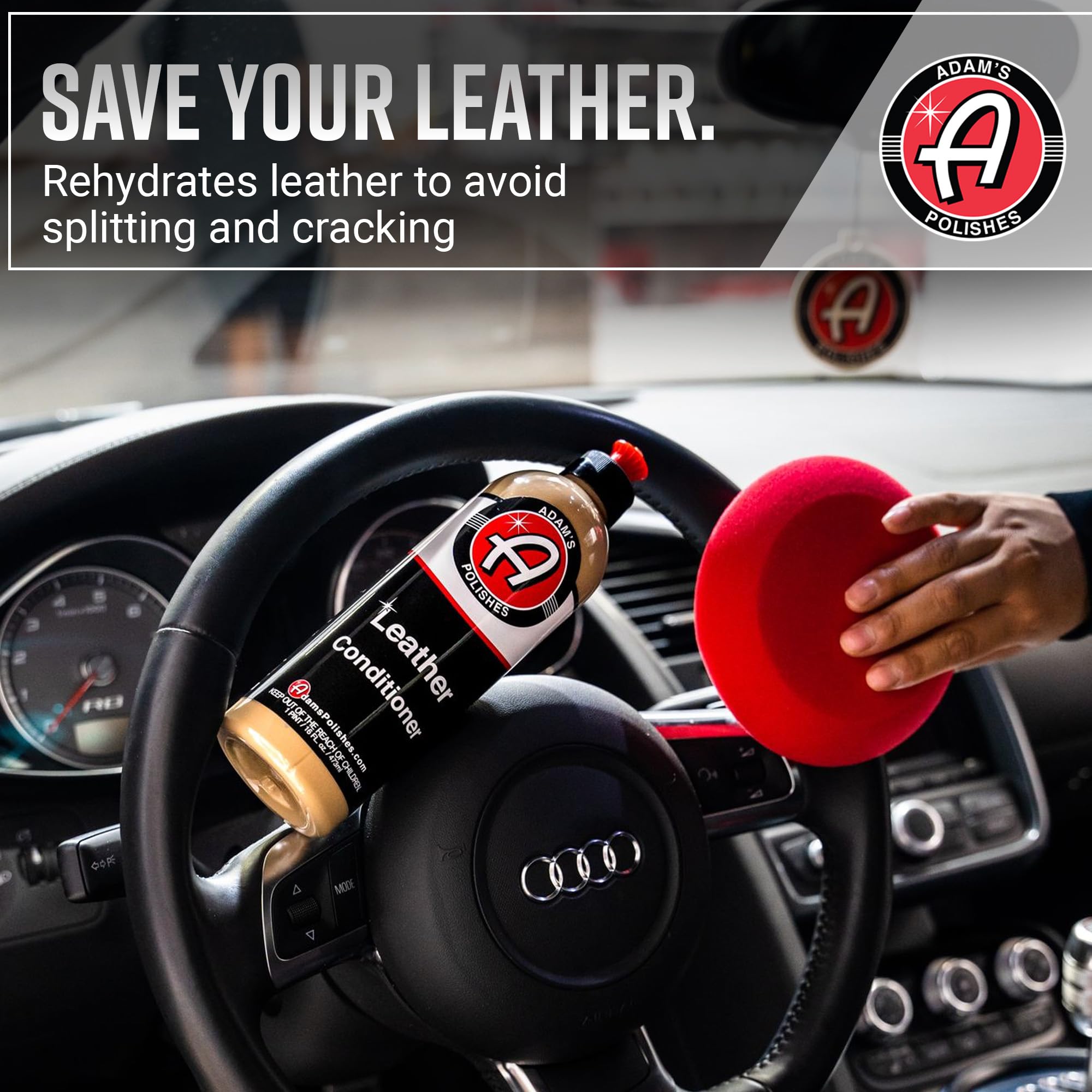 Adam's Leather Care Kit - Cleaner & Conditioner with UV Protection, Light Brown, Model LTHR-BUNDLE