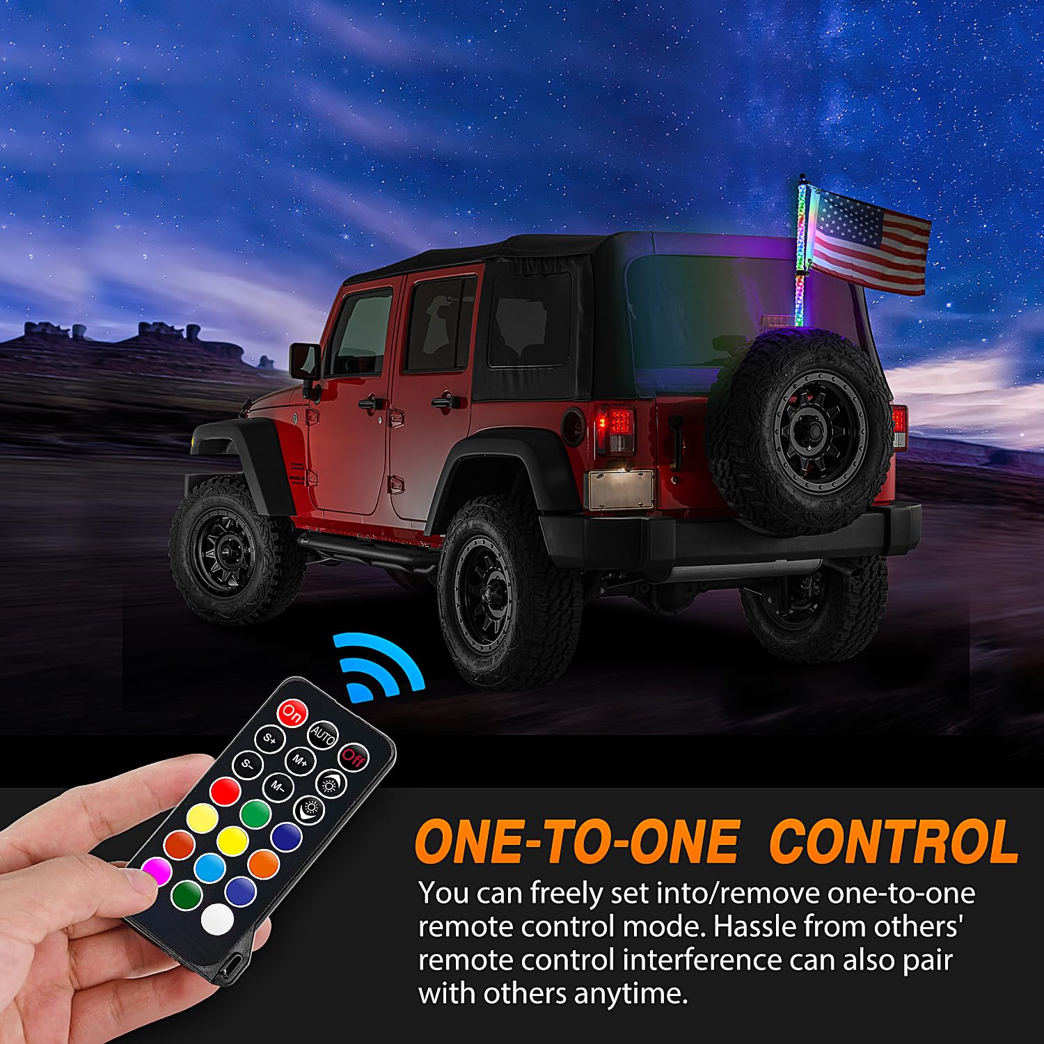 Nilight 1Pc 2Ft Spiral Rgb Led Whip Light W/Rgb Chasing/Dancing Lights Rf Remote Control Lighted Antenna Whips For Can-Am Atv Ut