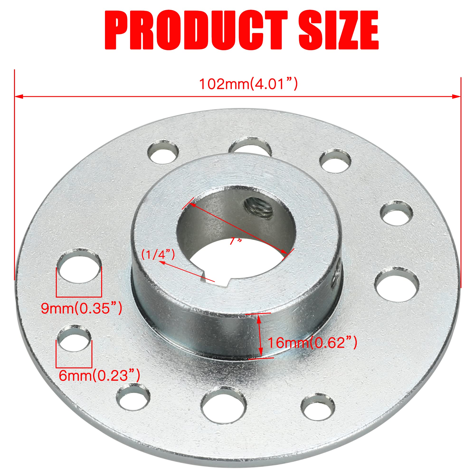 GREHUA Rear 4'' Drum Brake Band Pin Brake Cable Steel Sprocket Brake Hub Adapter 1'' Bore 1/4'' Keyway for Manco Azusa Predator