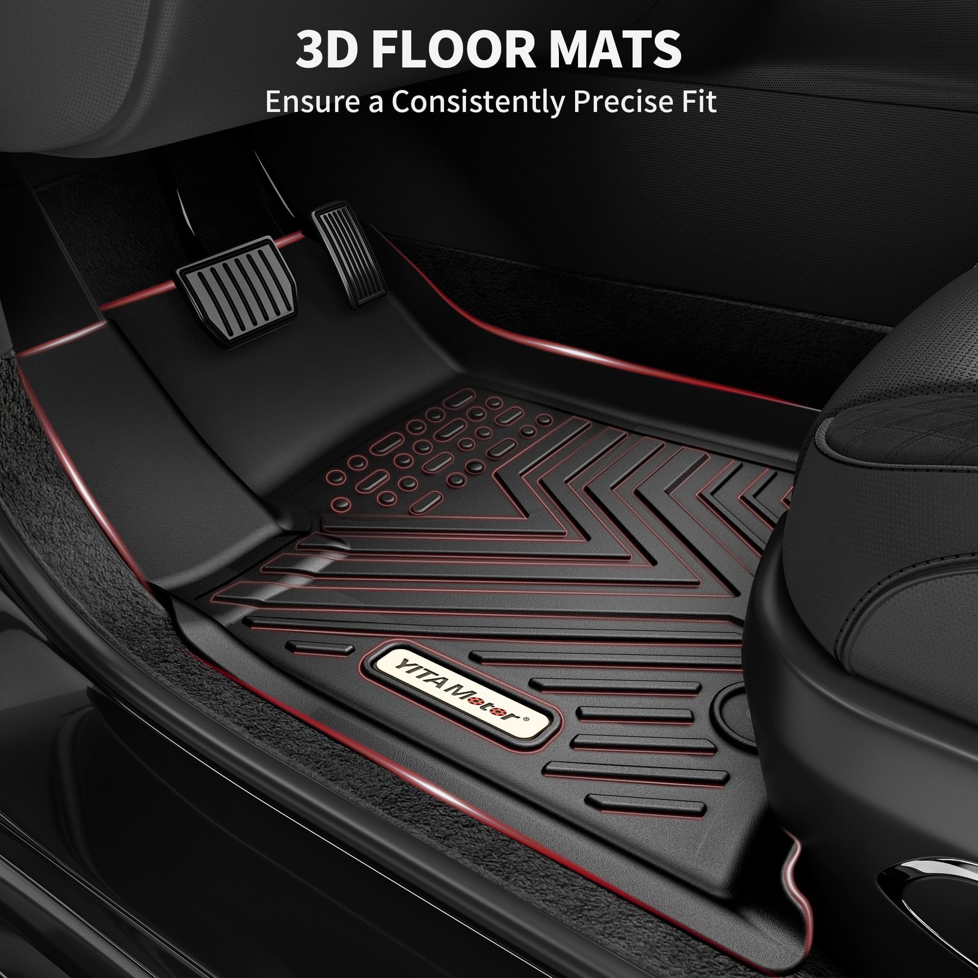 Yitamotor Floor Mats Fit For Honda Pilot 2022-2016,All-Weather Floor Liners Set Front 1St & 2Nd 3Rd Seat Floor Liner Set Black,