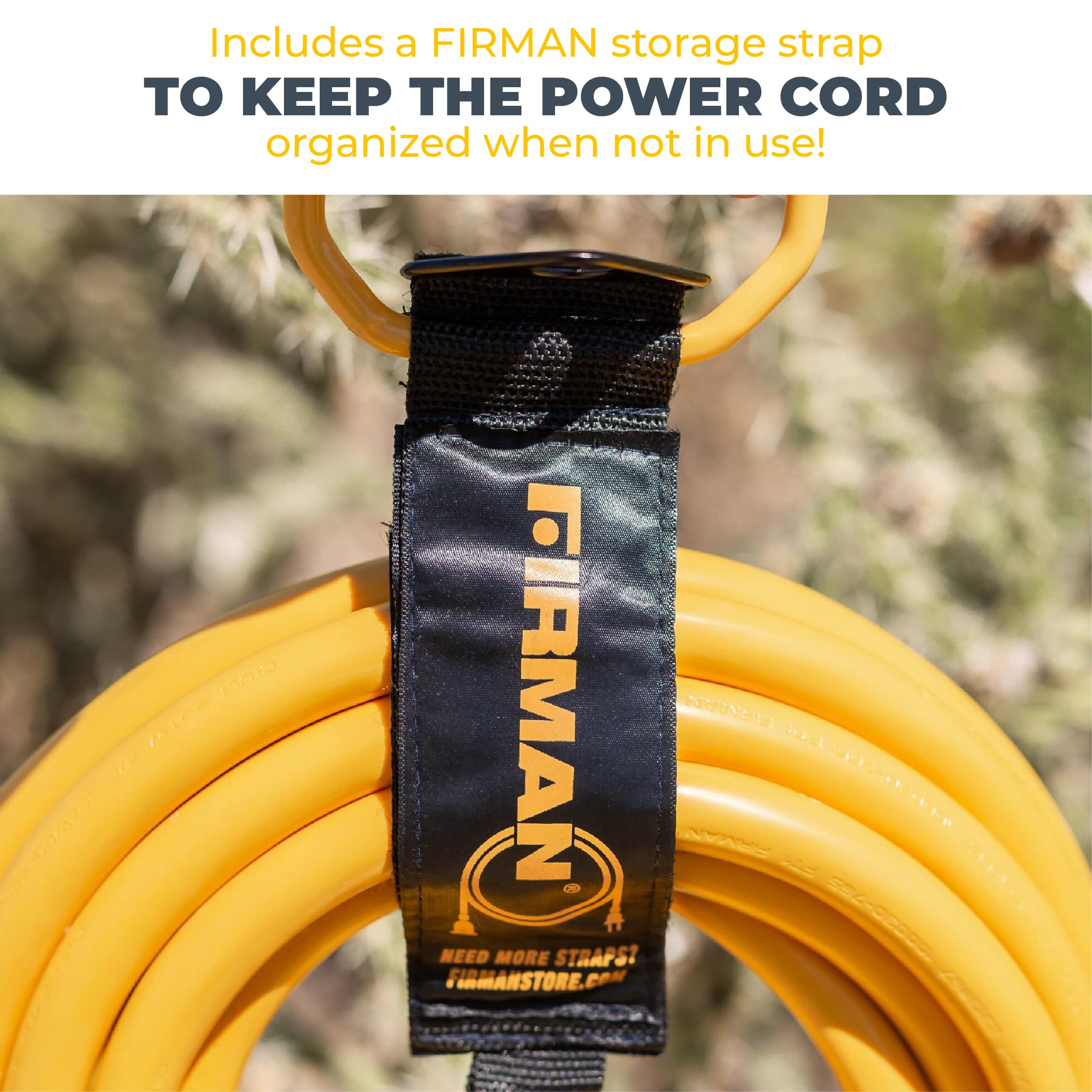 Firman Power Cord with Storage Strap, 10AWG with Circuit Breaker, 30 AMP Wiring, Fully Insulated Extension Cord, L14-30P to 5-20