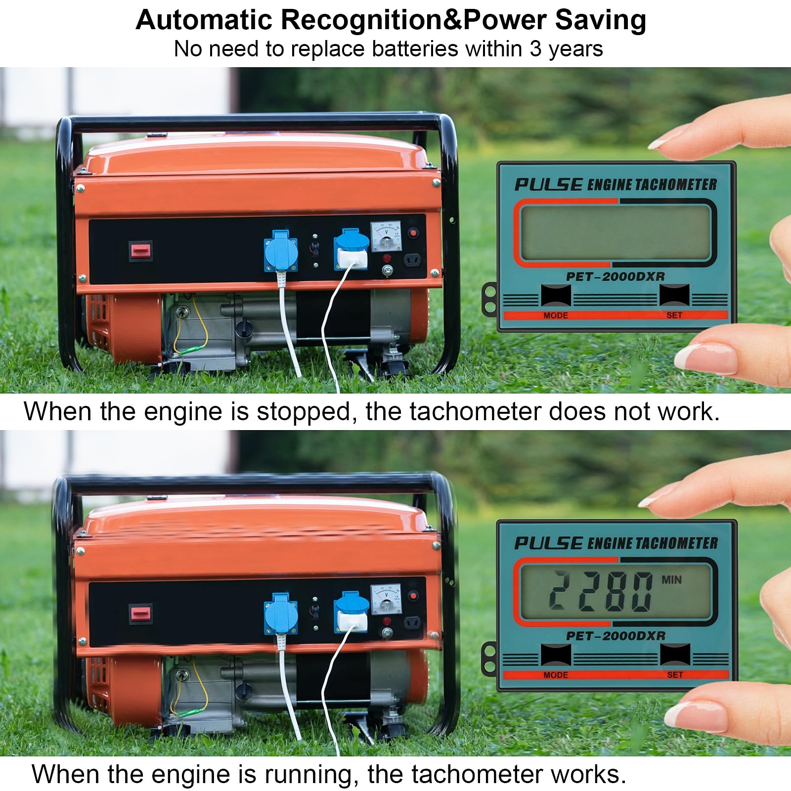 Digital Tachometer - Chainsaw Tachometer Tach Gauge Digital Display Pulse Speedometer For Chain Saw Cropper Generator Lawn Mower Rv Atv Dirt Bike Motocross Boat Tractor (A)