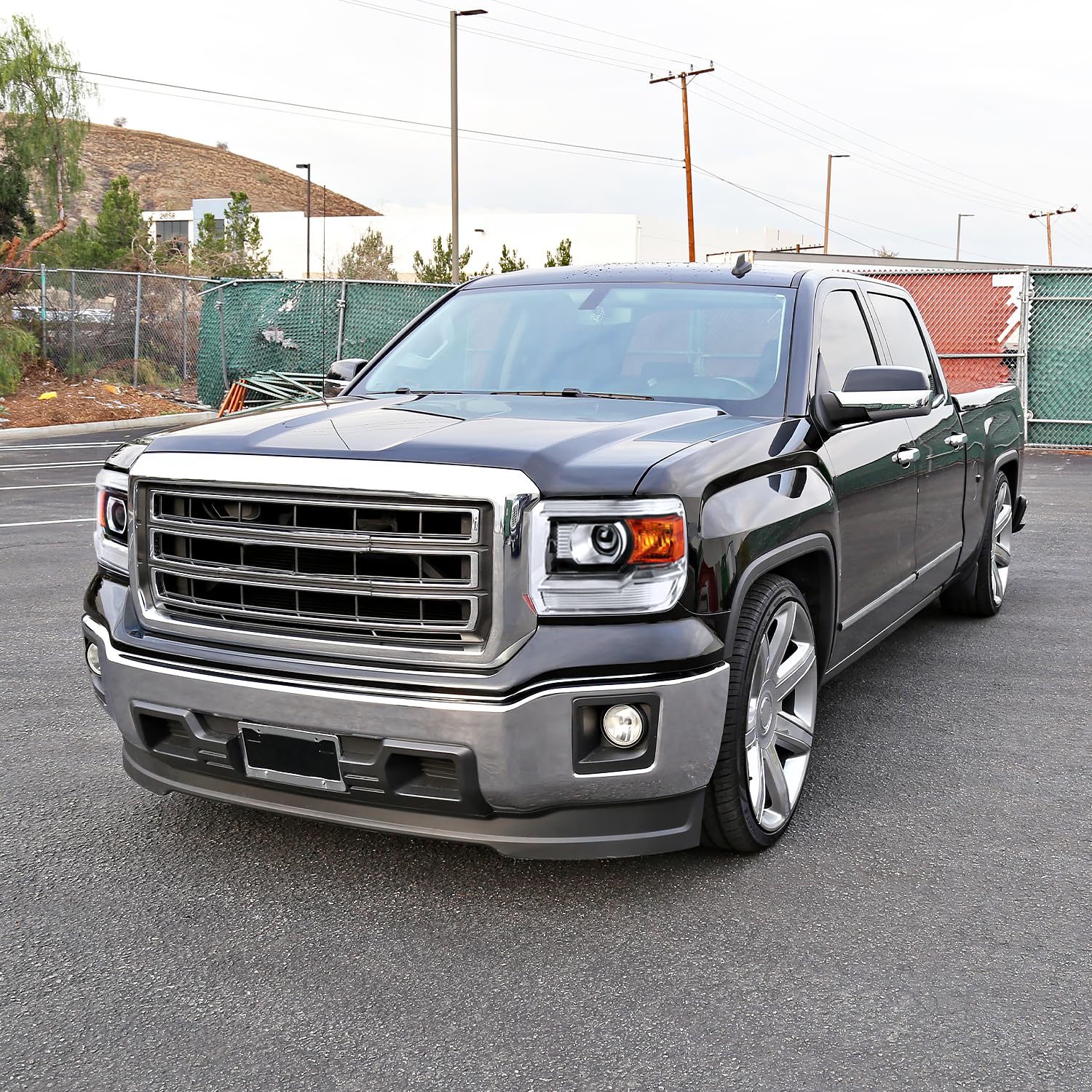 Spec-D Tuning Chrome Housing Clear Lens Projector Driver Left Side Headlight Compatible with 2014-2015 GMC Sierra 1500 2500 3500