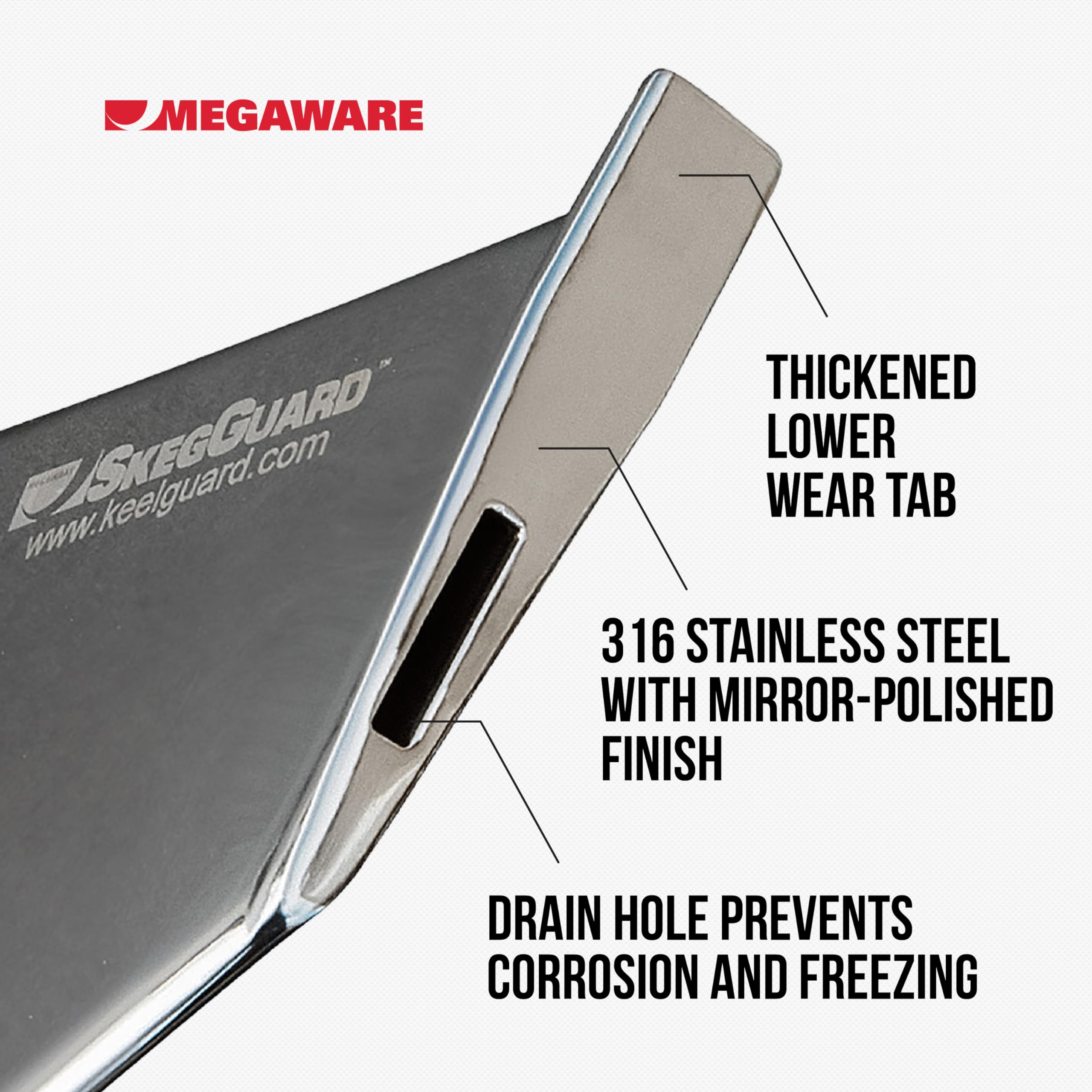 Megaware Keelguard Skegguard 27311 - Protects Against Ramp Dragging - Fits Mercury 200-225-250-275-300Hp Verado 5.44'' Torpedo 2