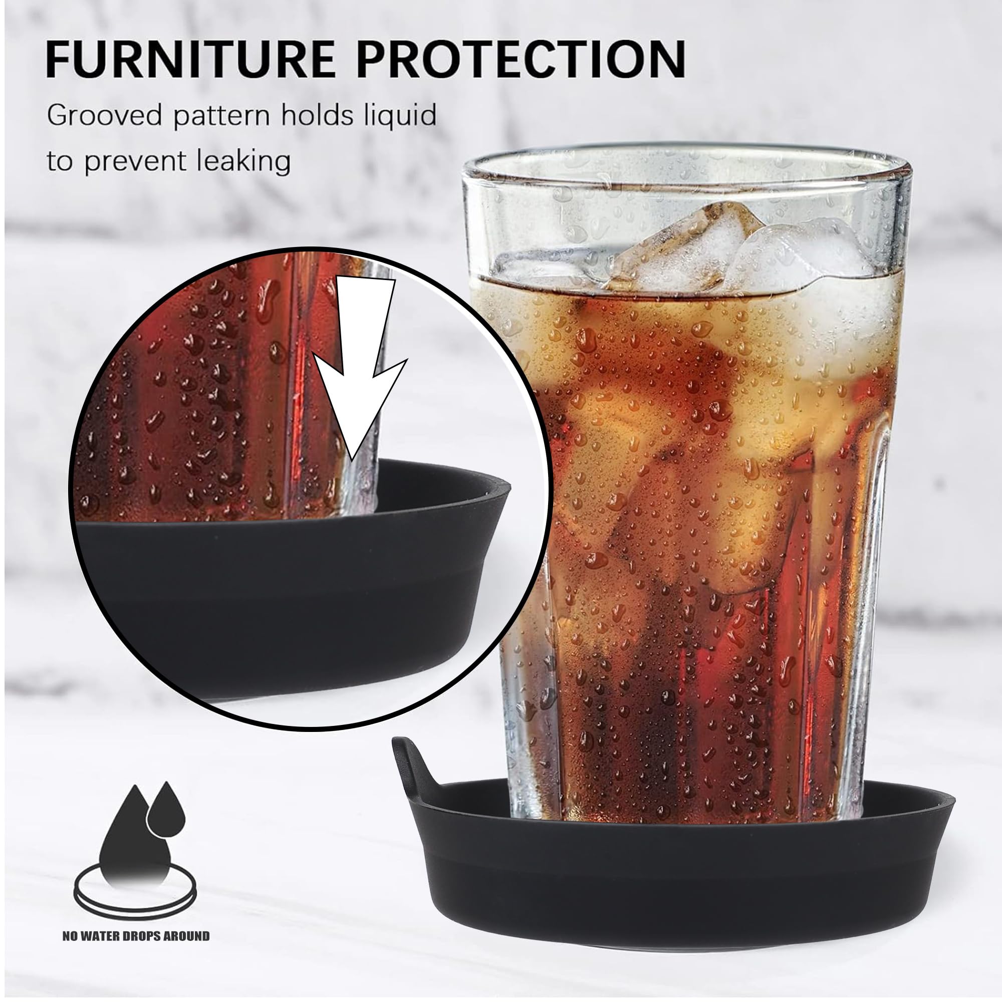 Amooca Car Cup Coaster Universal Non-Slip Cup Holders Bling Crystal Rhinestone Car Interior Accessories 4 Pack Black Flower