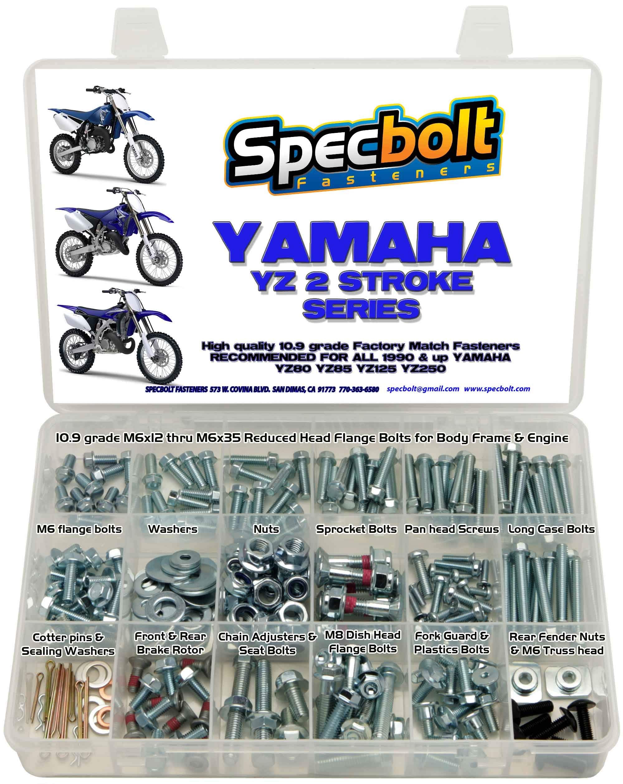 250Pc Specbolt Bolt Kit For Yamaha Yz 80 85 125 250. For Maintenance Upkeep And Partial Restoration. Oem Spec Fasteners Yz80 Yz8