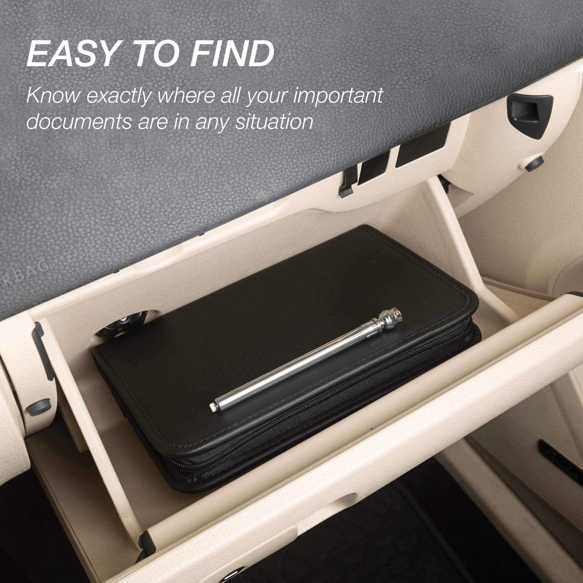 Samsill Car Registration and Insurance Holder, Owner's Maunal Glove Box Organizer, 7.25 x 10 inches, Car Document Holder, Black
