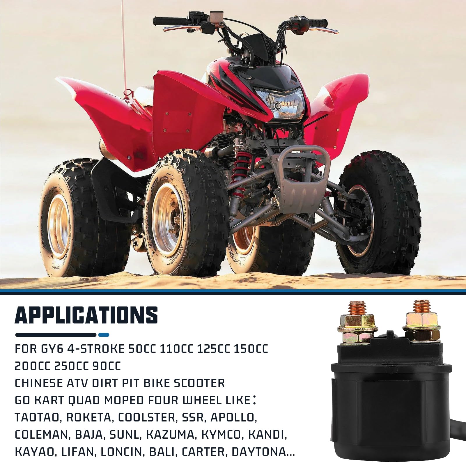 LOCOPOW GY6 Starter Solenoid Relay for 4-Stroke 50cc 110cc 125cc 150cc 200cc 250cc 90cc Chinese ATV Dirt Pit Bike Scooter Go Kar