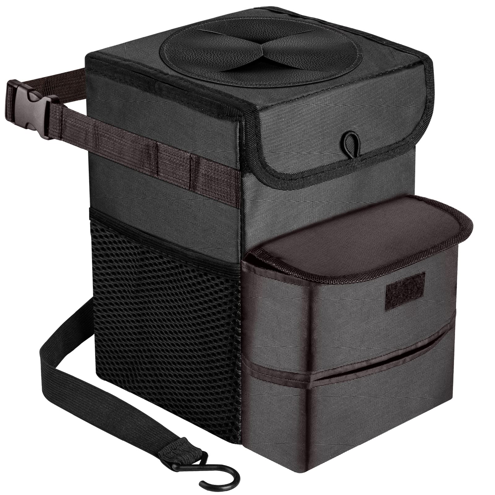 Gpusfak Car Trash Can Foldable Garbage Bin Leakproof 3 Gallons Black Blue