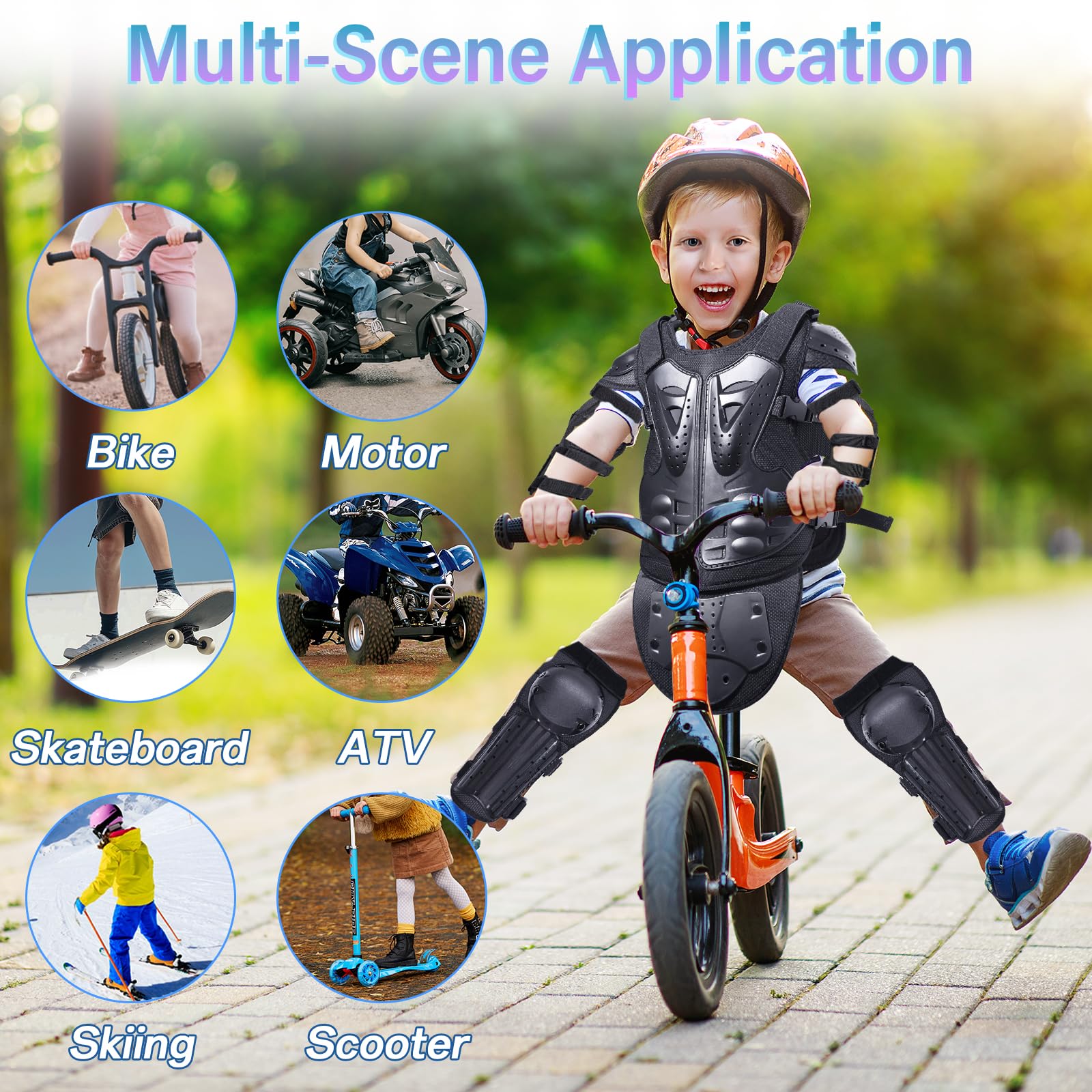 StarknightMT Kids Motorcycle Armor Suit - Protective Dirt Bike Gear, Black, Polyethylene, Model: StarknightMT