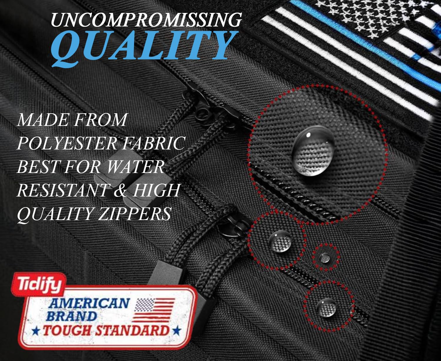 Tidify Patrol Bag - Heavy Duty Water Resistant Police Gear - Black - Model Tidify-PB01