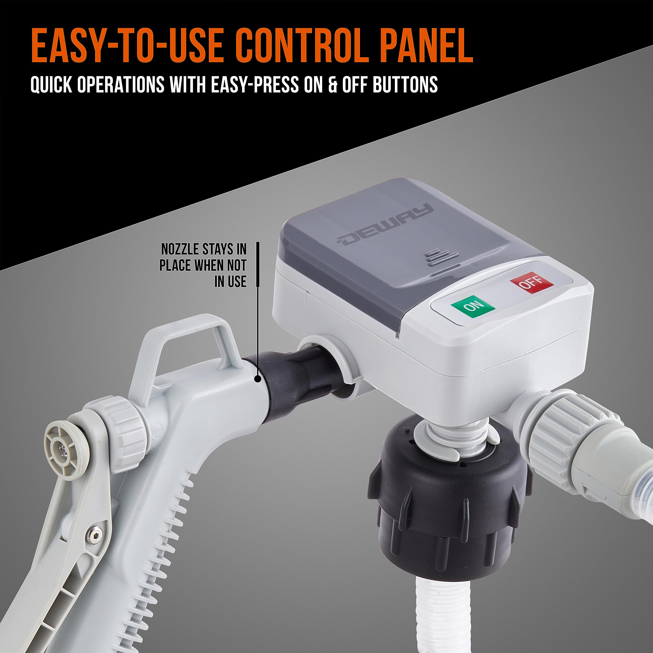 DEWAY Automatic Fuel Transfer Pump with Hand-Trigger Nozzle, Gray, Model WAYPUMP19, Portable Liquid Pump for Gasoline & Diesel