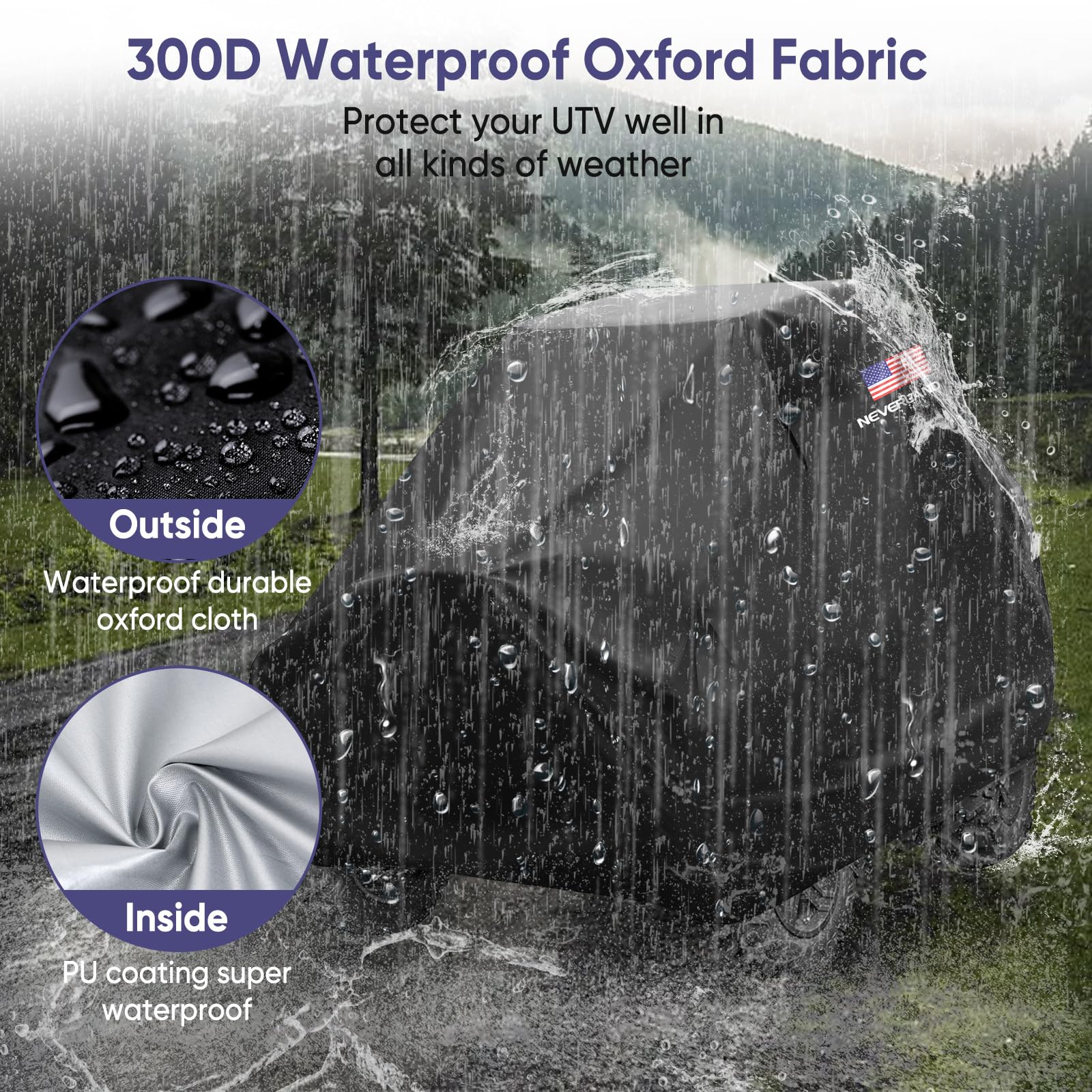 Neverland Utv Covers 2 Seater - Side By Side Cover Waterproof Outdoor Utv Covers With American Flag Compatible With Polaris Rang