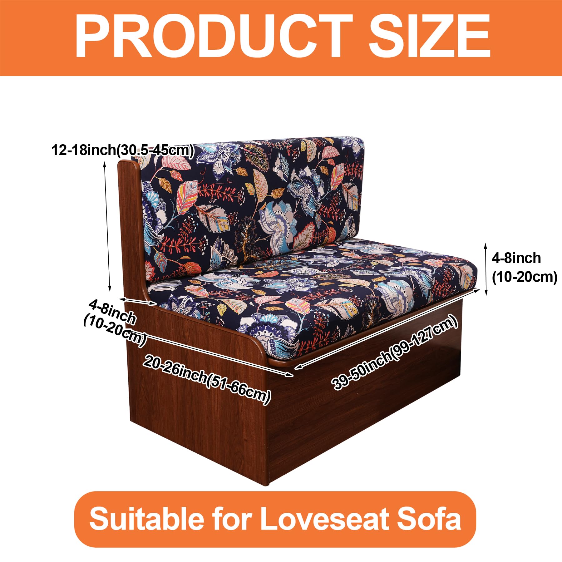 FUANGUI RV Dinette Cushion Covers - Stretch Booth Seat Replacement, Washable, B5, 2 Bench & 2 Backrest Covers, Model FCZDT